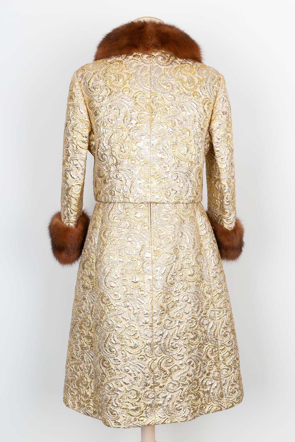 Pierre Balmain Haute Couture Fur and Silk Crep Set In Excellent Condition In SAINT-OUEN-SUR-SEINE, FR
