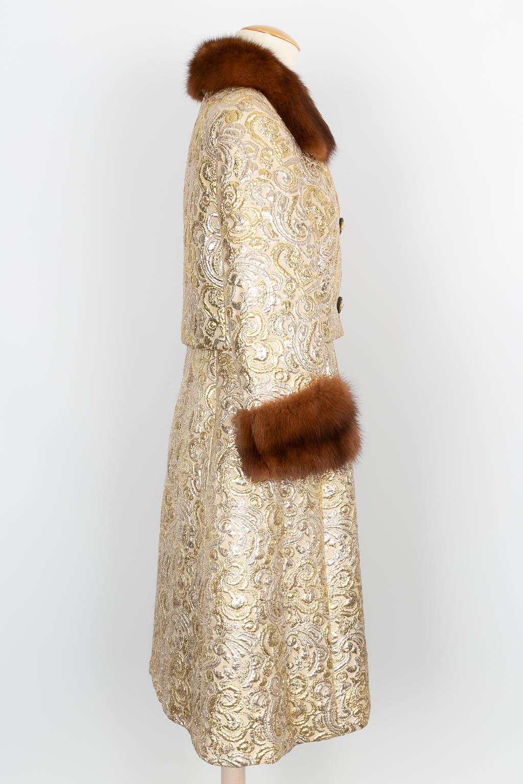 Women's Pierre Balmain Haute Couture Fur and Silk Crep Set