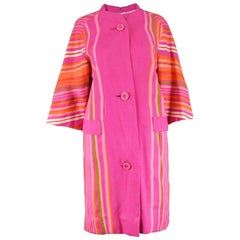 Pierre Balmain Haute Couture Pink and Rainbow Striped Linen Vintage Jacket, 60s