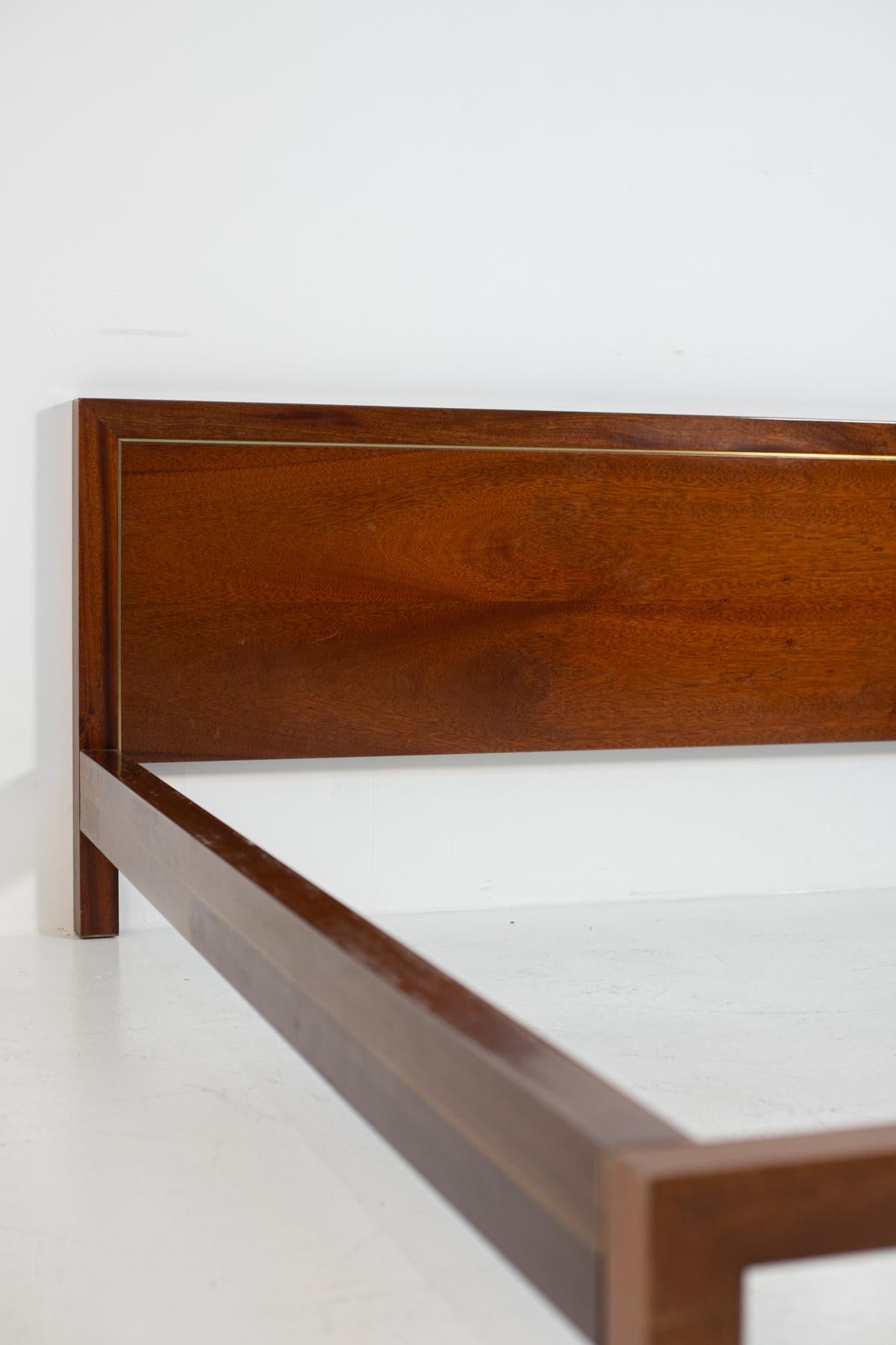 Pierre Balmain Headboard in Wood and Brass, Signed, 1980s For Sale 2