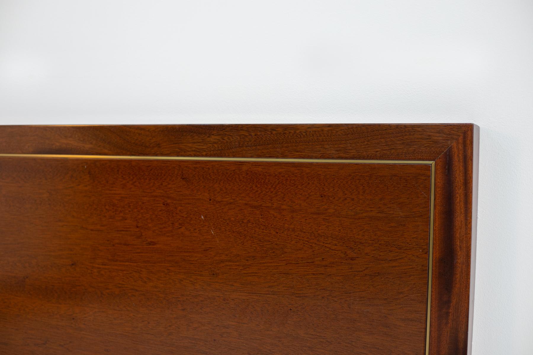 Pierre Balmain Headboard in Wood and Brass, Signed, 1980s For Sale 4