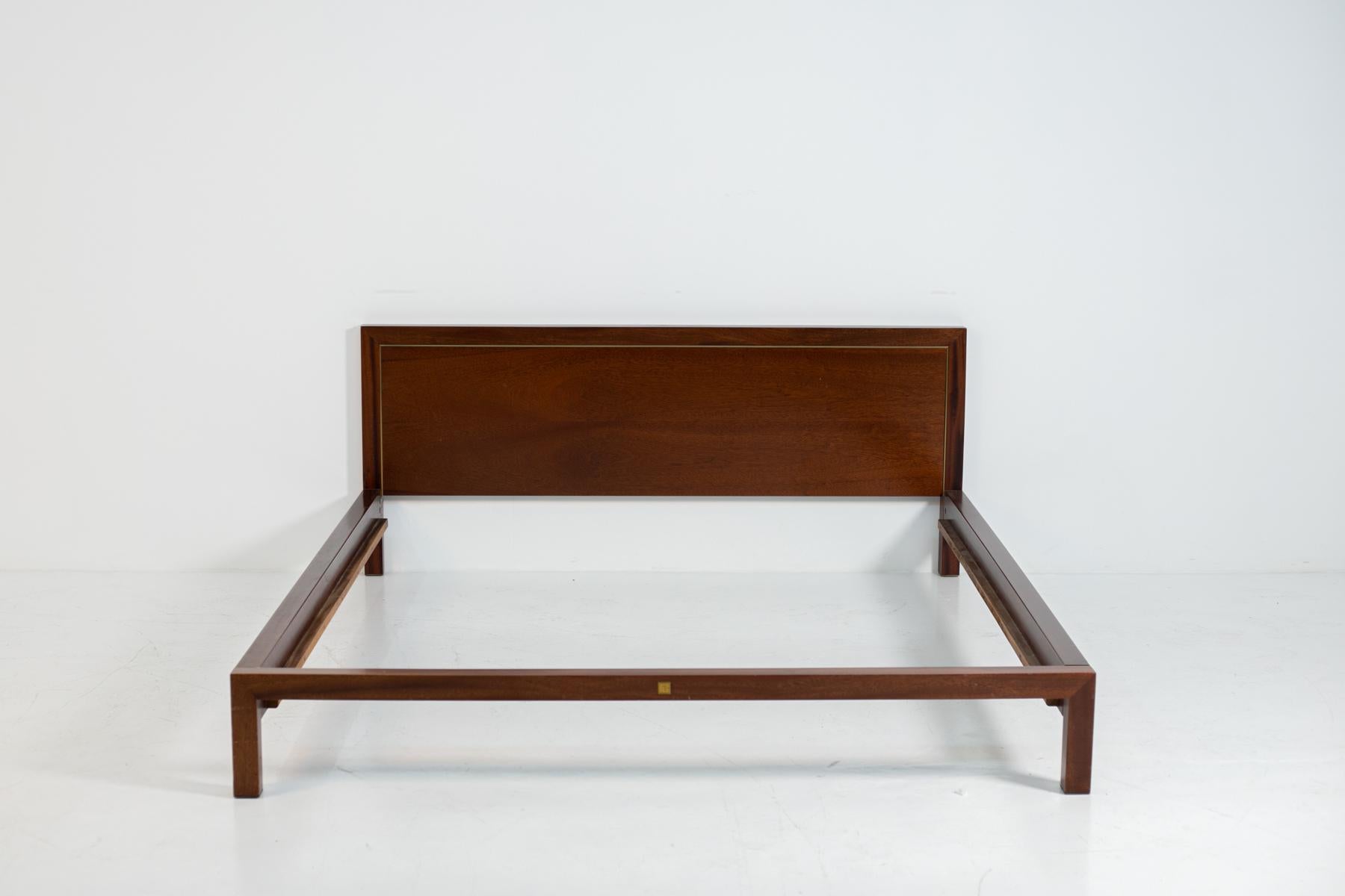 Pierre Balmain Headboard in Wood and Brass, Signed, 1980s For Sale 7