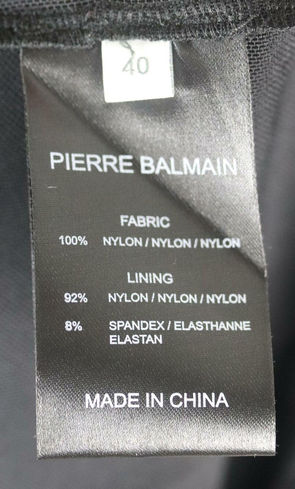 Black Pierre Balmain Lace Trimmed Stretch Knit Mini Dress