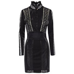 Pierre Balmain Lace Trimmed Stretch Knit Mini Dress