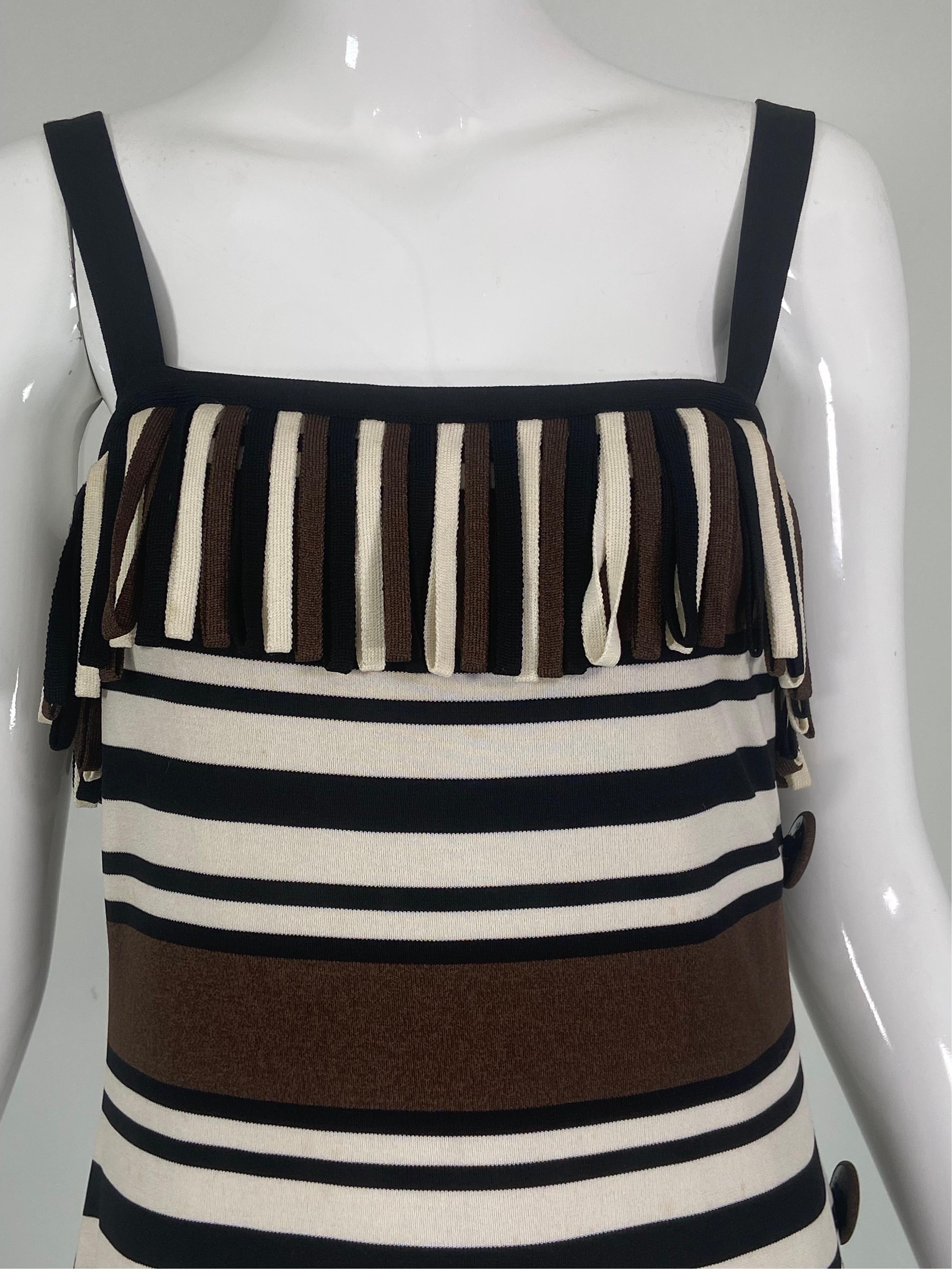Pierre Balmain Les Tricots Demi Couture Stripe Dress & Shawl 1970s 6