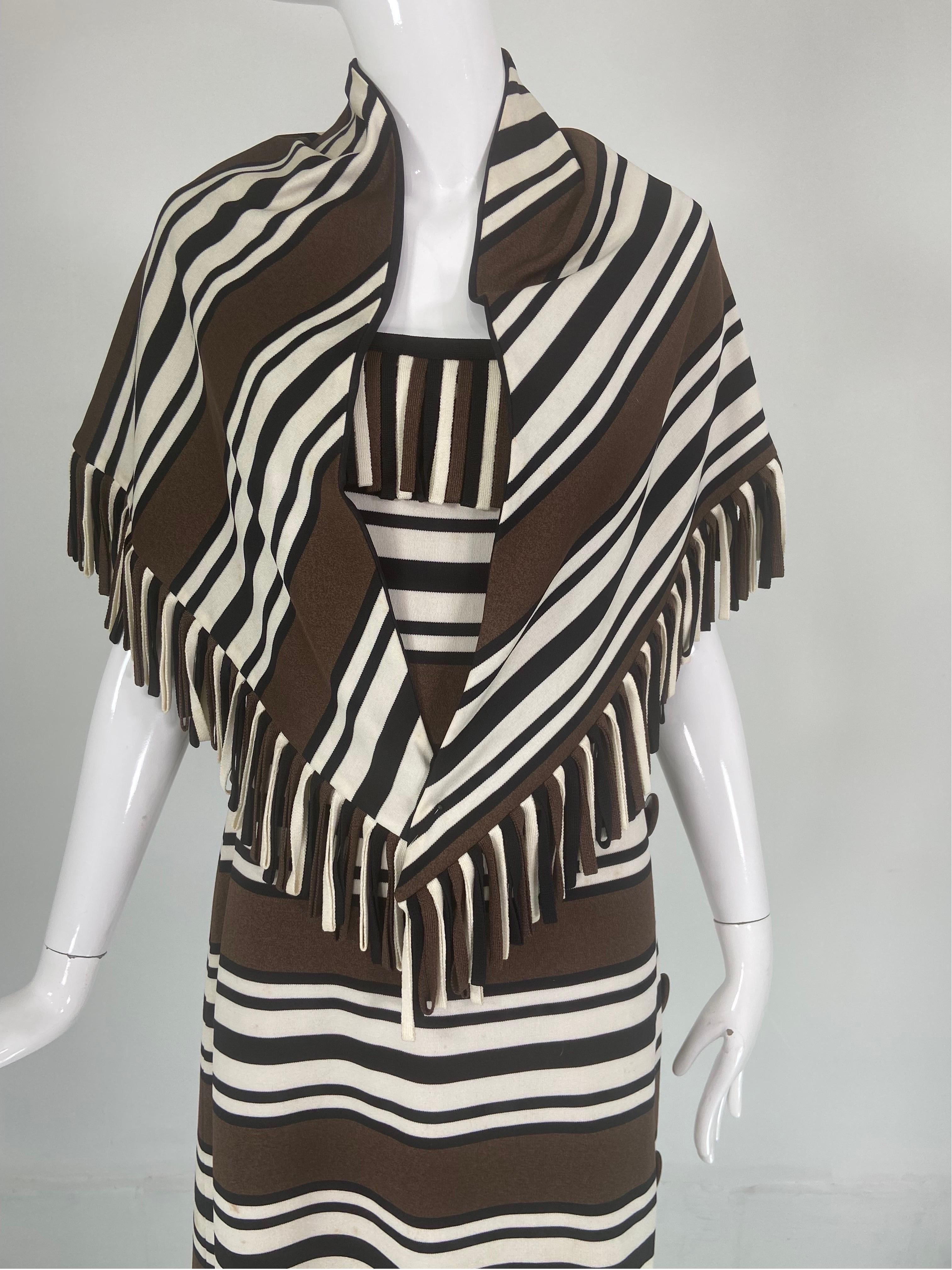 Pierre Balmain Les Tricots Demi Couture Stripe Dress & Shawl 1970s  8