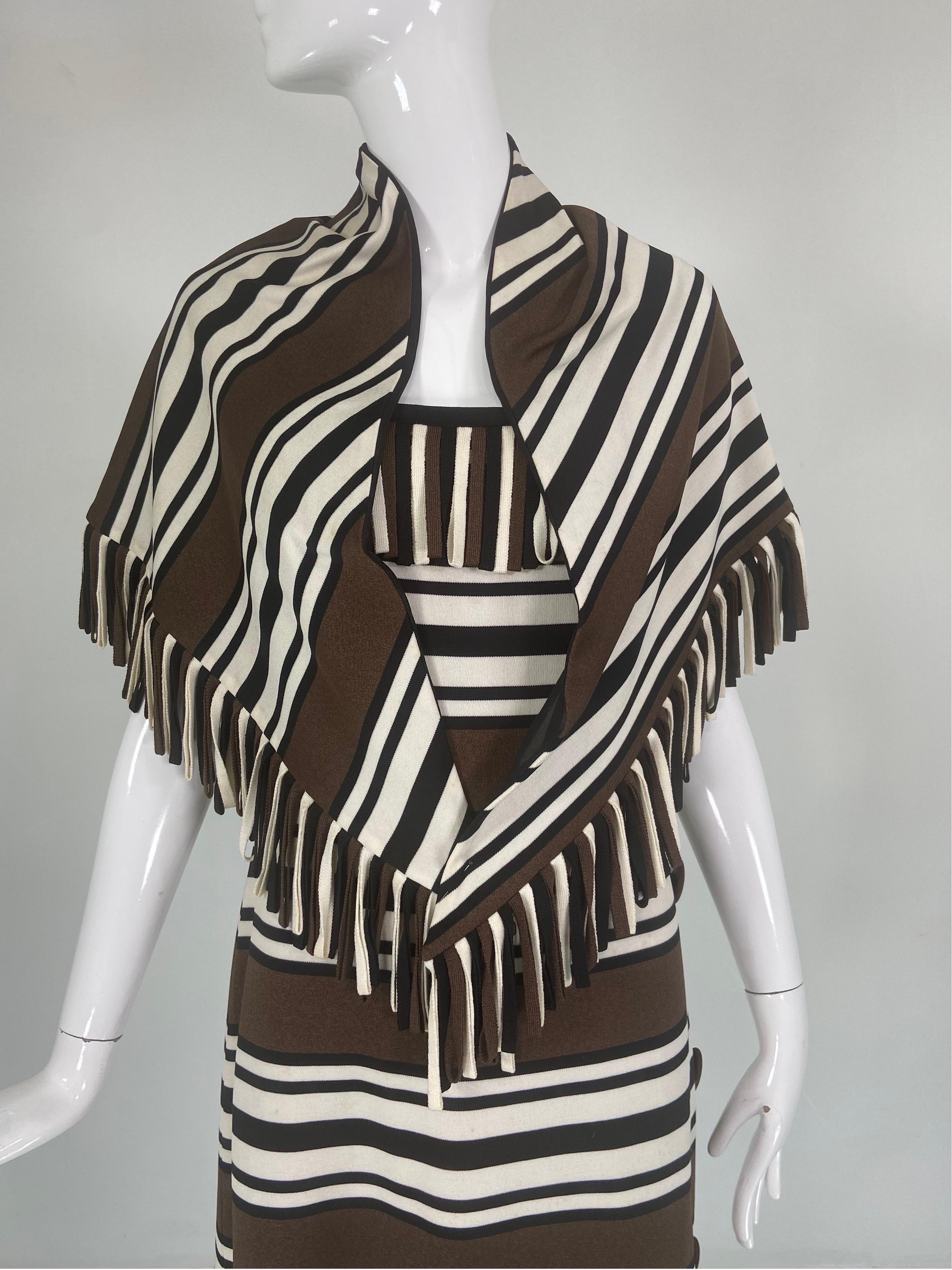 Pierre Balmain Les Tricots Demi Couture Stripe Dress & Shawl 1970s  9