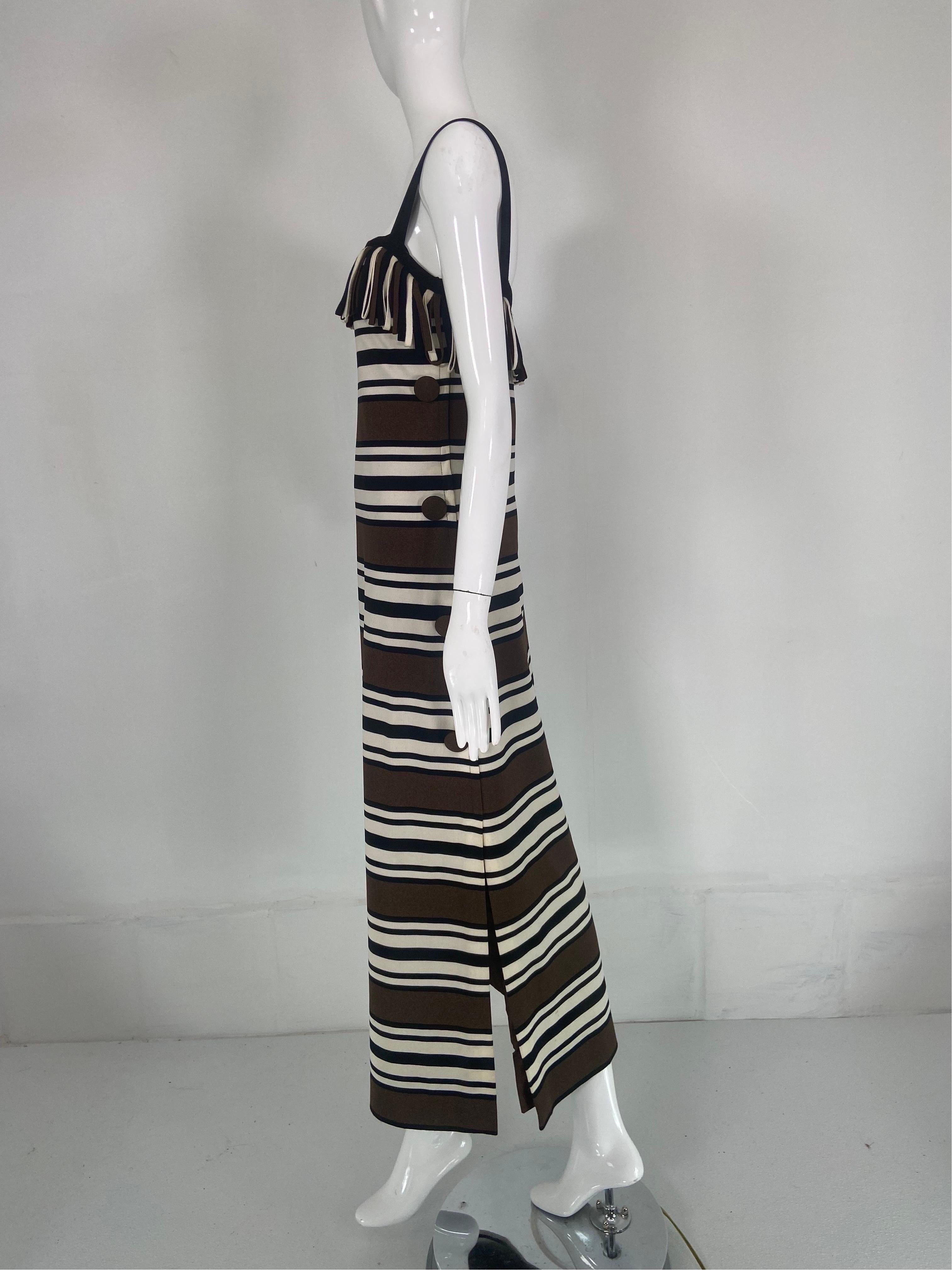 Pierre Balmain Les Tricots Demi Couture Stripe Dress & Shawl 1970s  In Good Condition In West Palm Beach, FL