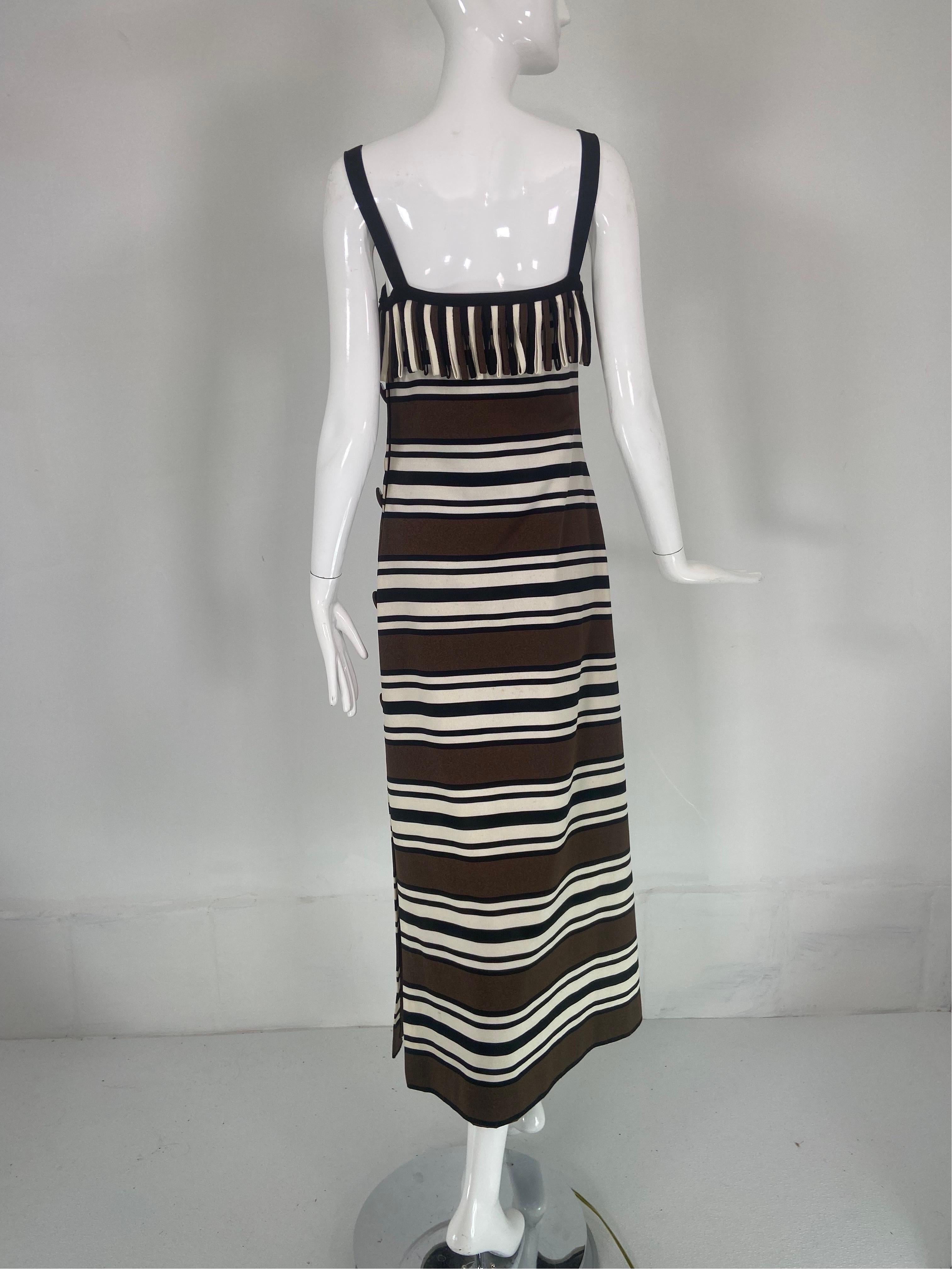 Pierre Balmain Les Tricots Demi Couture Stripe Dress & Shawl 1970s 1