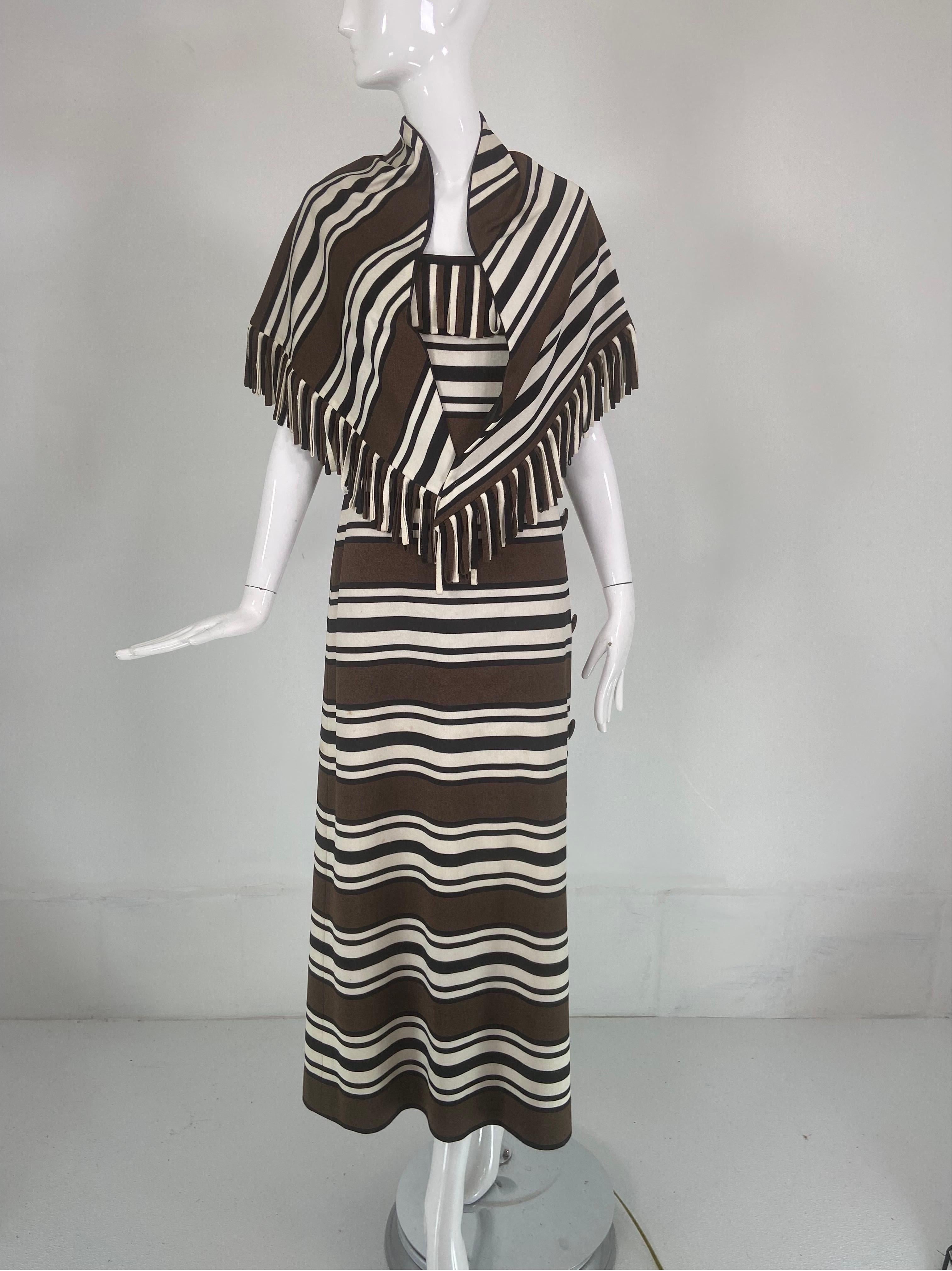 Pierre Balmain Les Tricots Demi Couture Stripe Dress & Shawl 1970s  2