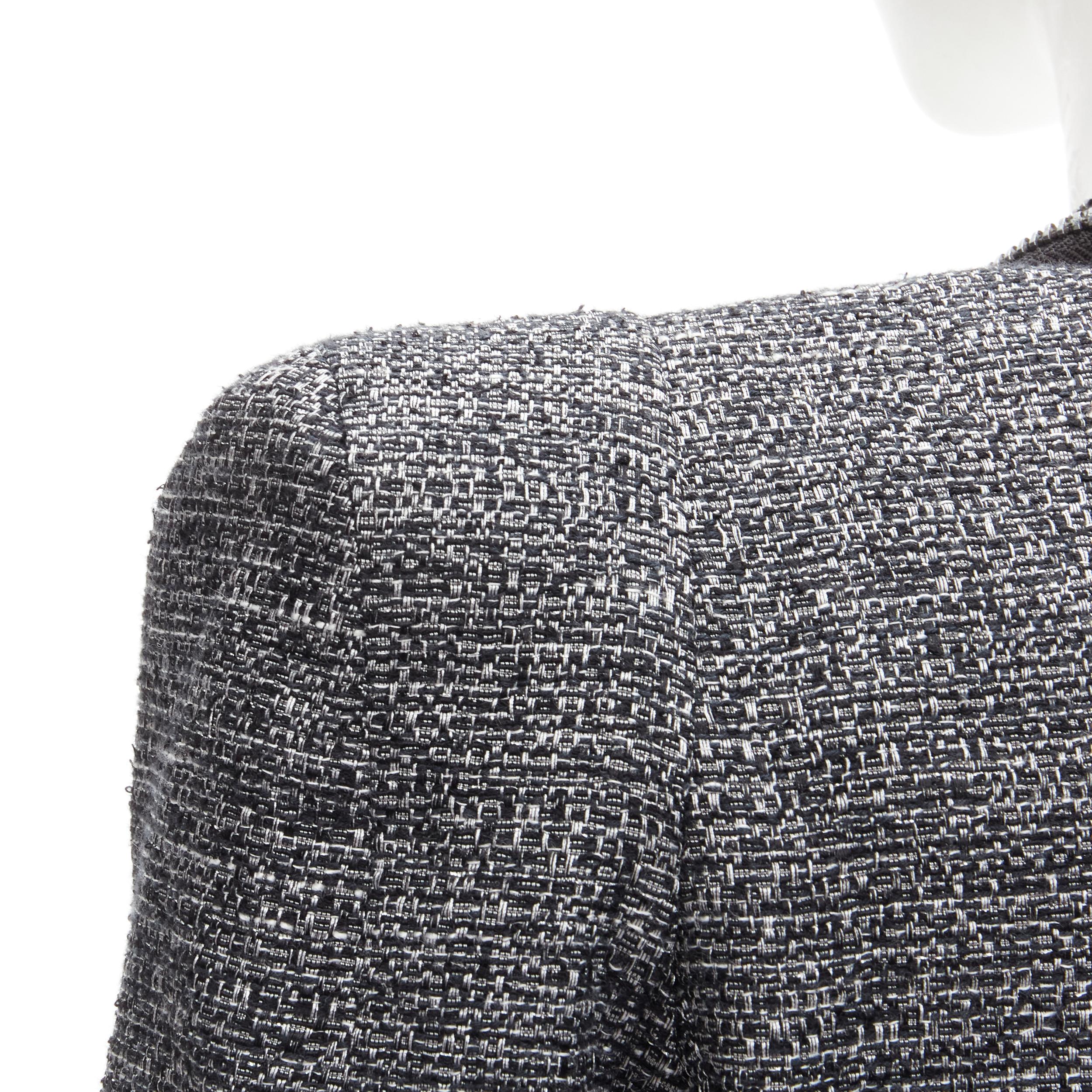 PIERRE BALMAIN metallic grey lurex tweed zipper trim blazer jacket FR40 M 1