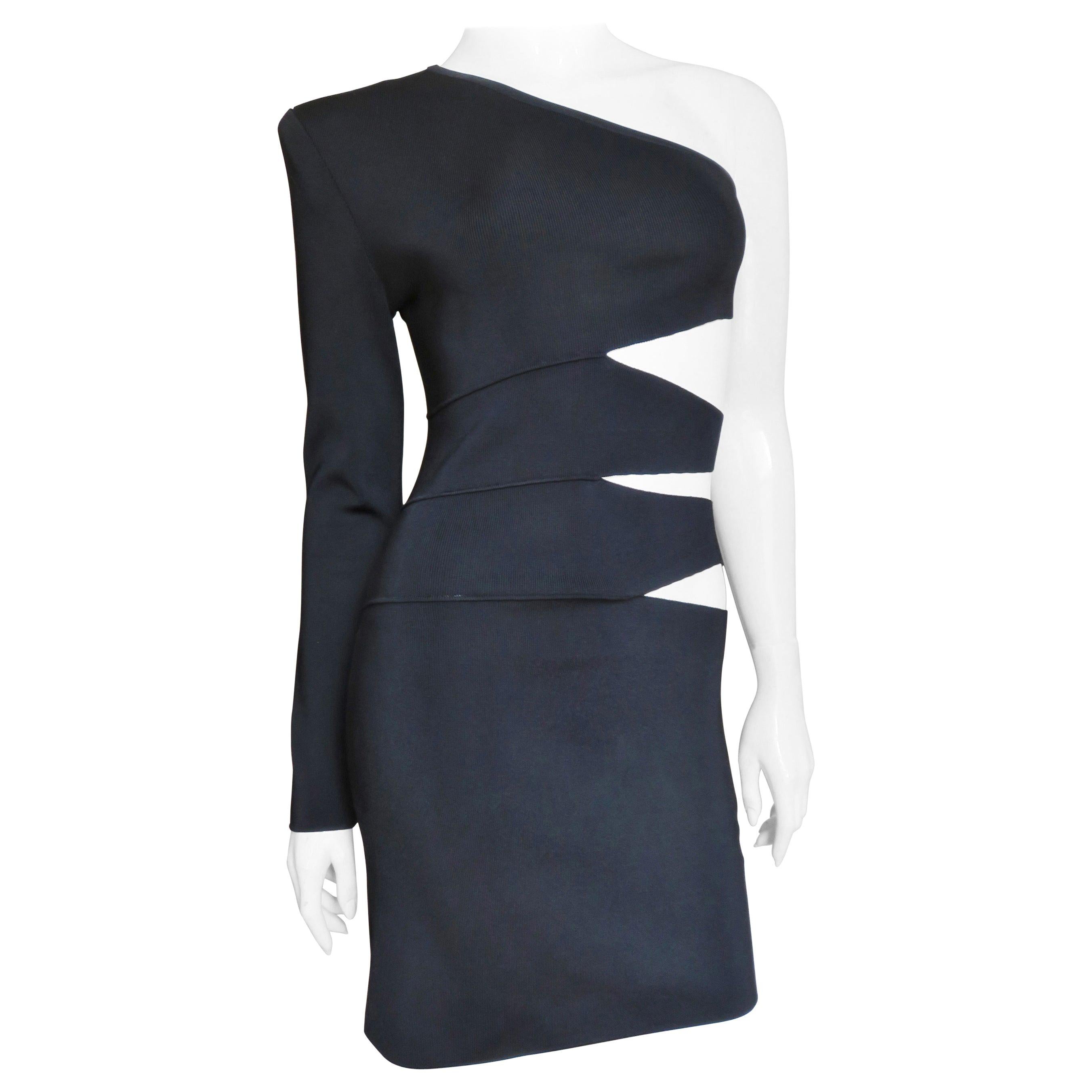 Pierre Balmain One Sleeve Dress with Side Cut outs For Sale