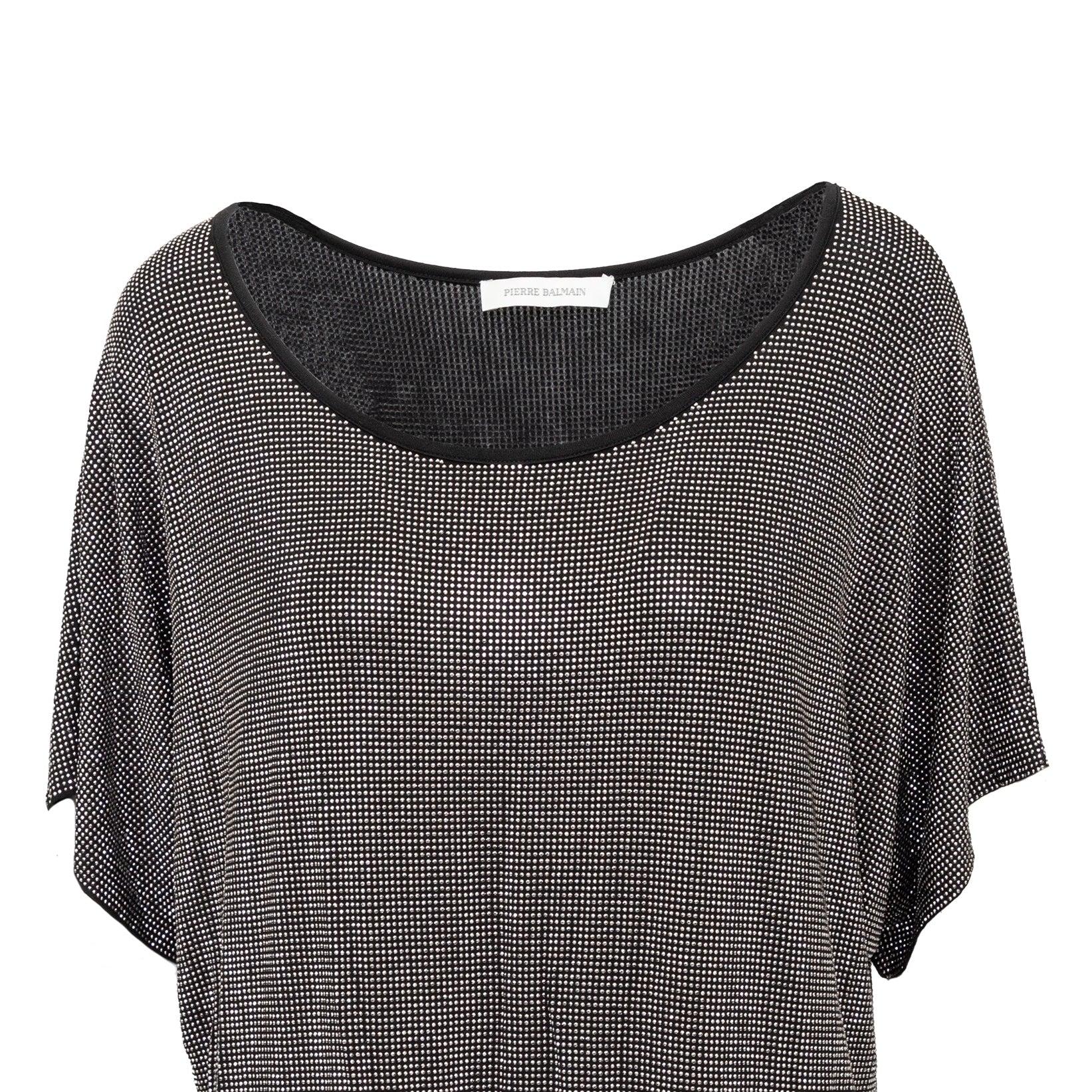 Black Pierre Balmain Oversized Rhinestones T-shirt - '10s For Sale