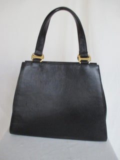 Pierre Balmain Paris Black Calfskin "Kelly" style Bag 1960's Rare
