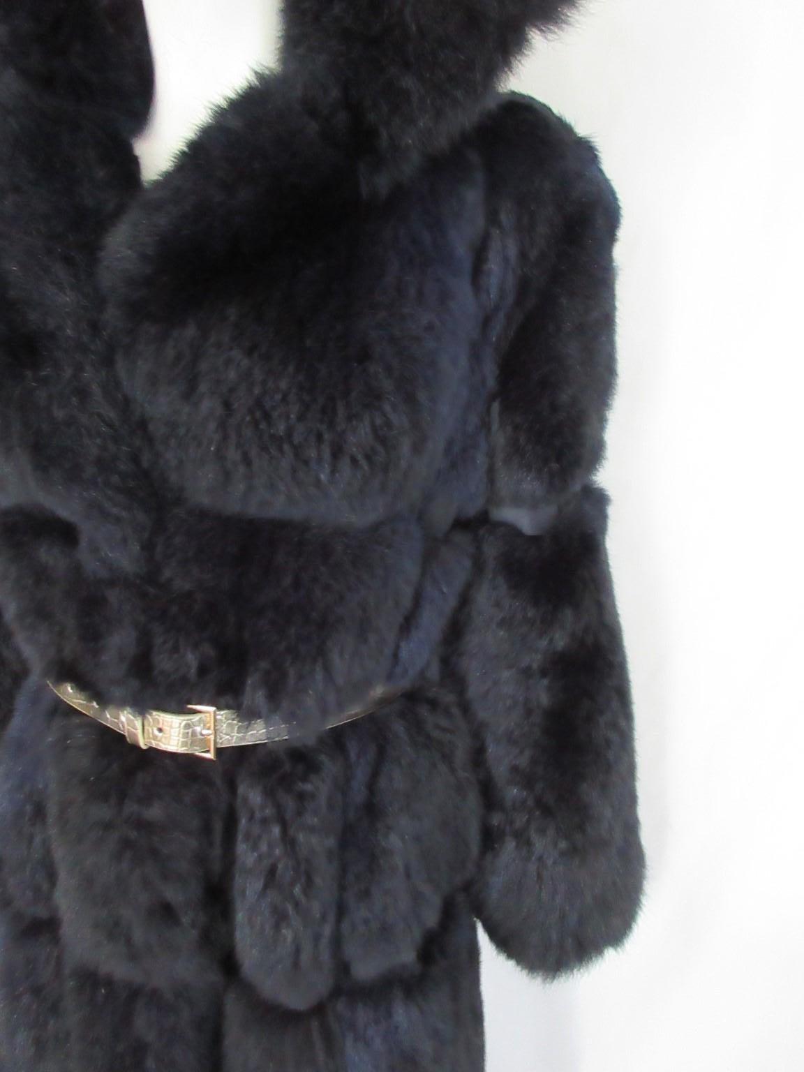 Pierre Balmain Paris Dark Blue Fur Coat In Good Condition For Sale In Amsterdam, NL