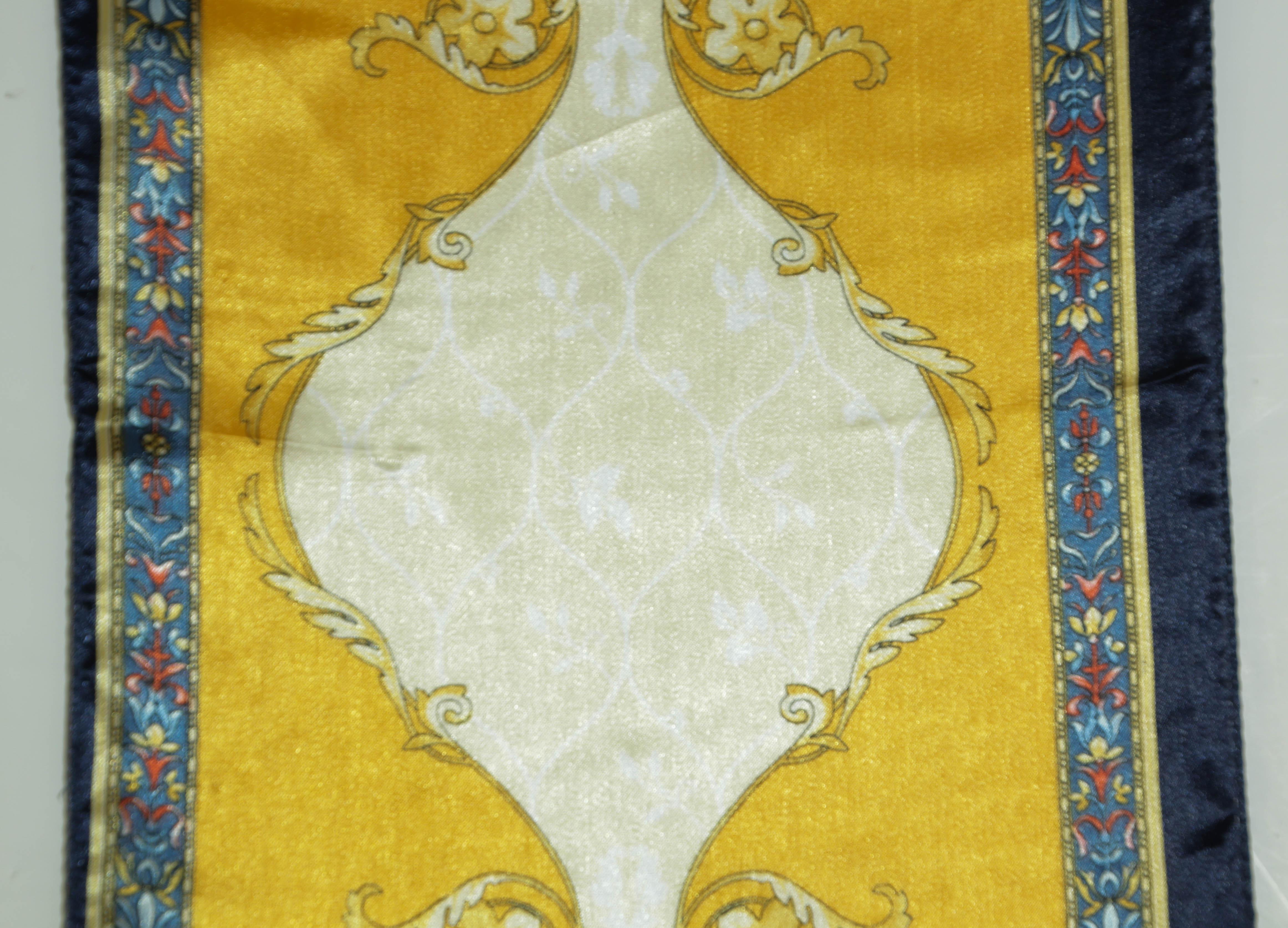 Pierre Balmain Paris Francois 1er Neckerchief Scarf Gold and Blue For Sale 5