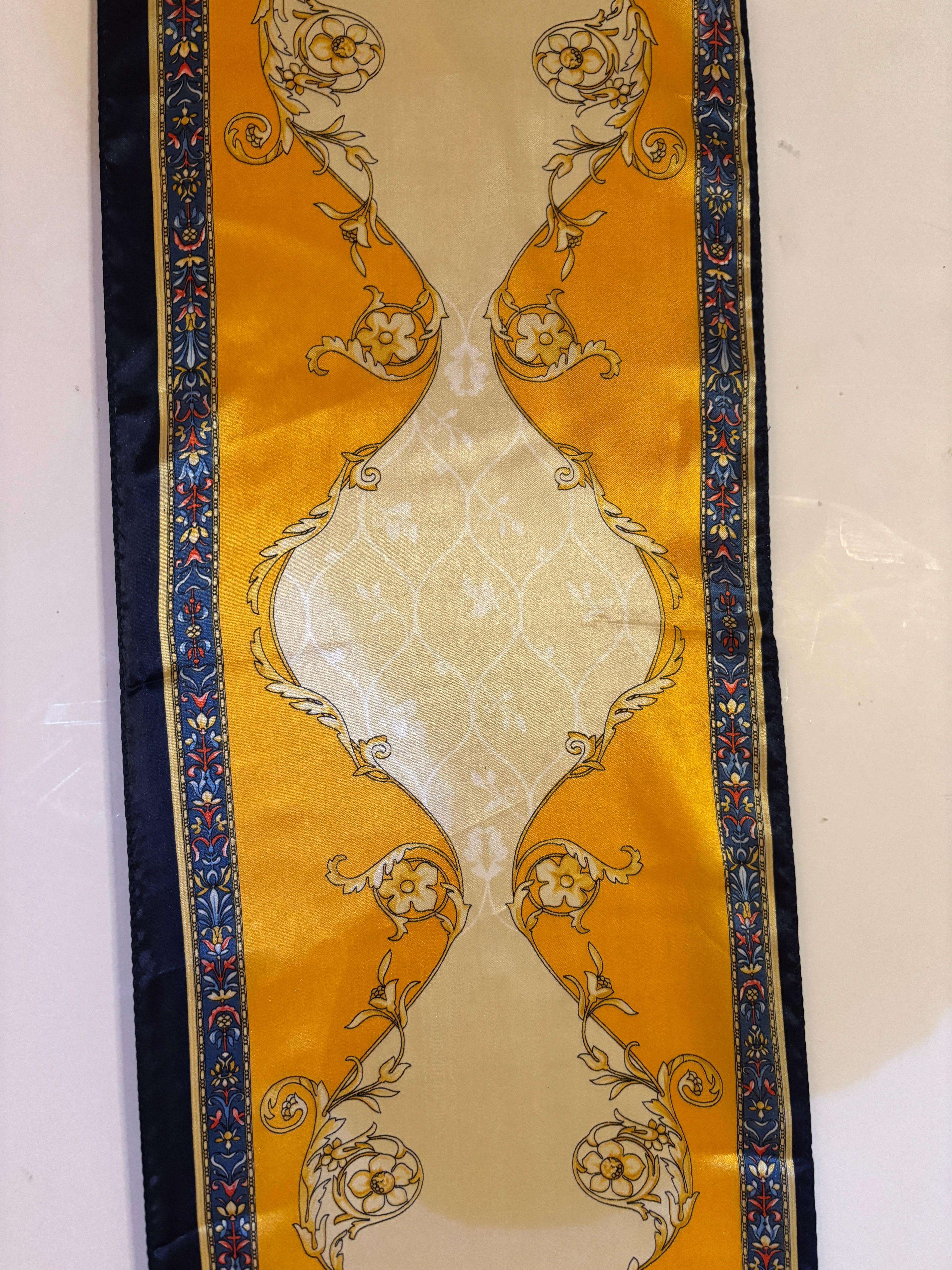 Pierre Balmain Paris Francois 1er Neckerchief Scarf Gold and Blue For Sale 8