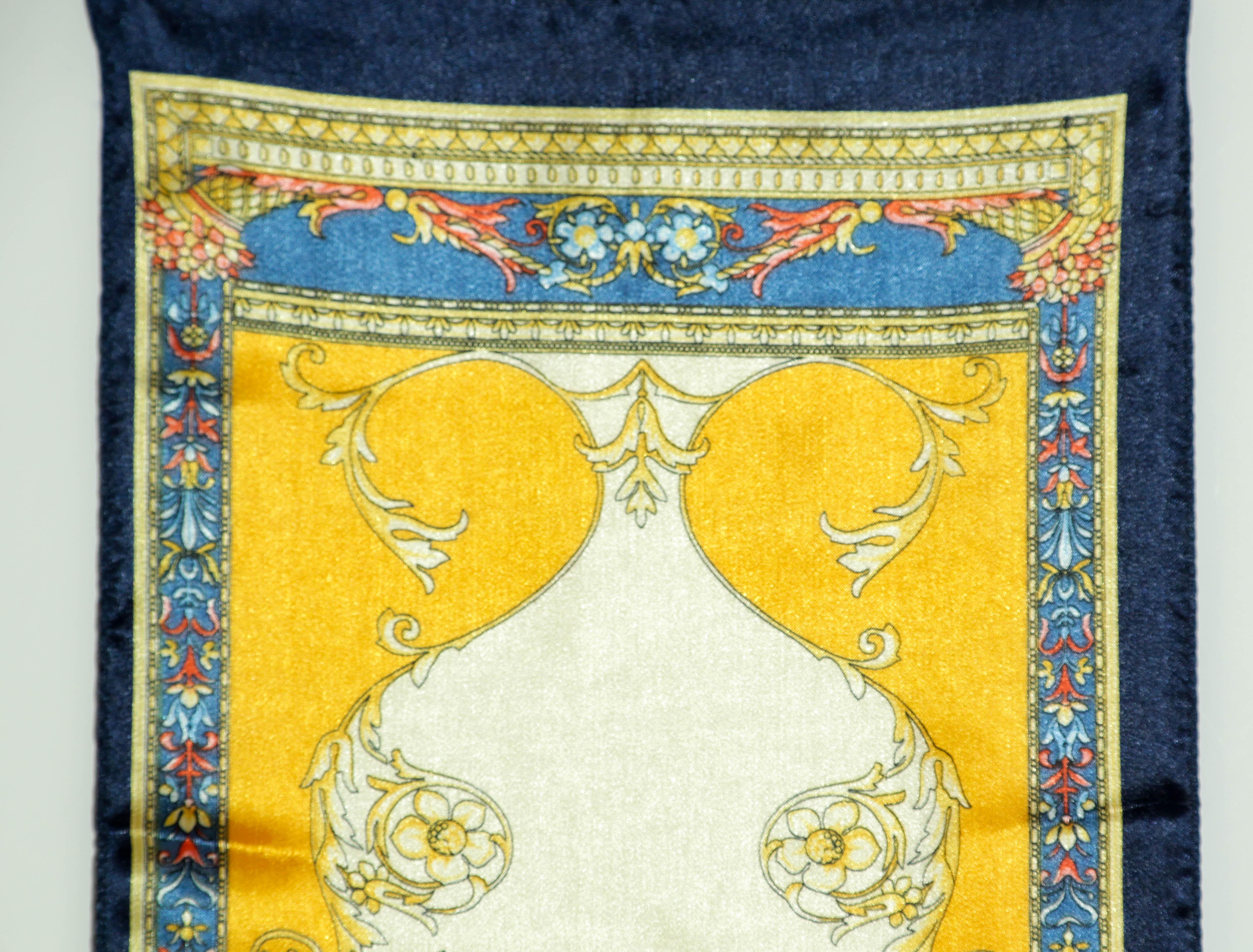 Pierre Balmain Paris Francois 1er Neckerchief Scarf Gold and Blue For Sale 1