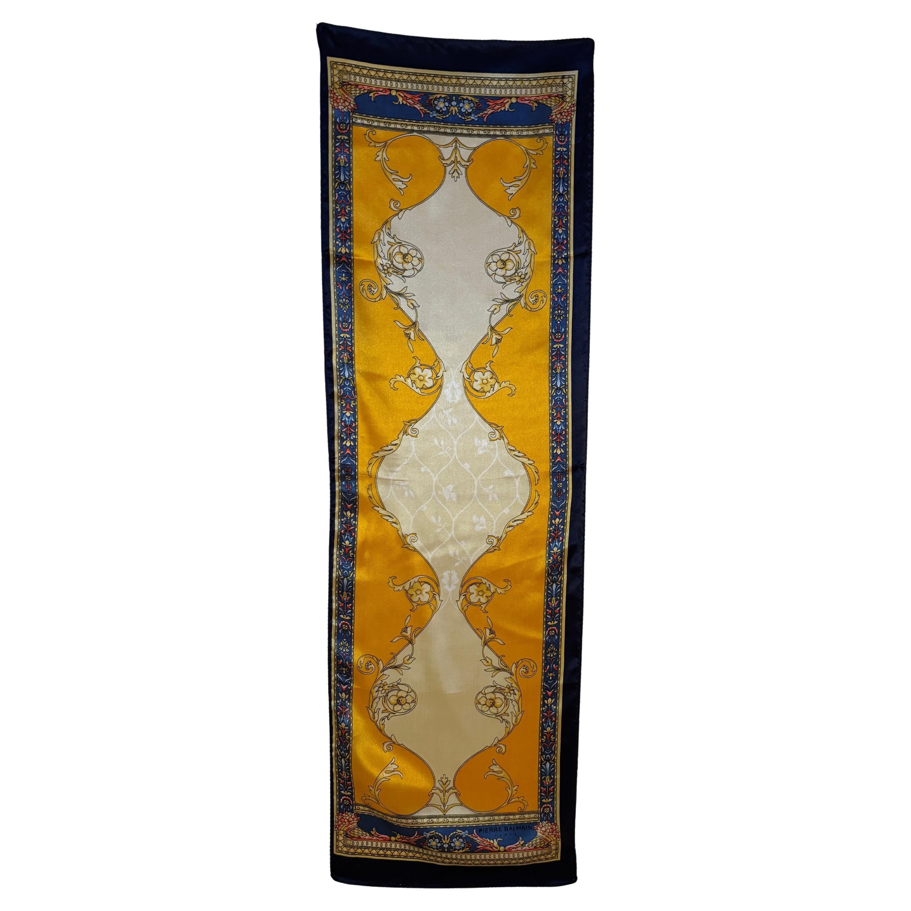 Pierre Balmain Paris Francois 1er Neckerchief Scarf Gold and Blue