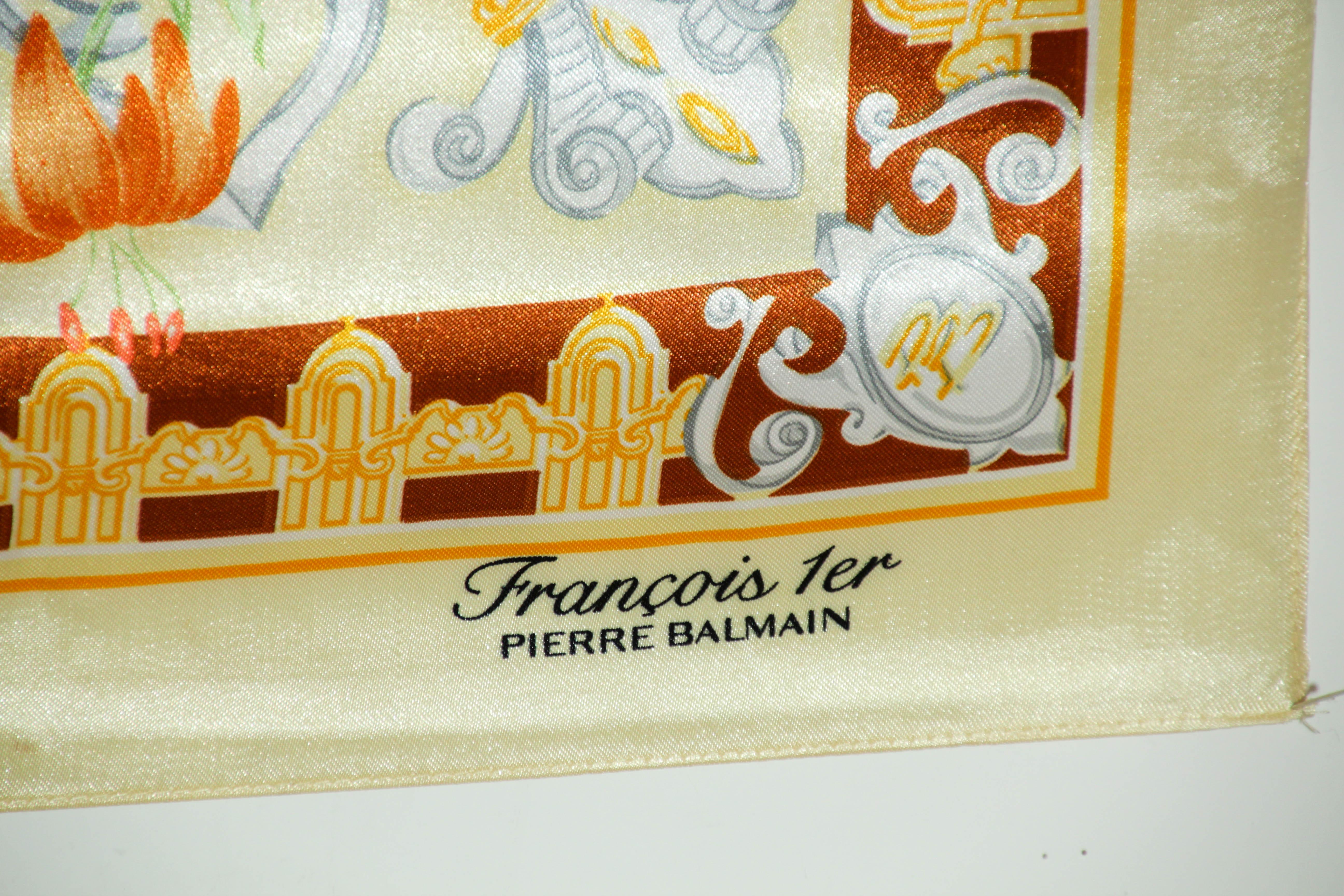 Pierre Balmain Paris François 1er Schal Gelb mit Blumenmotiv im Angebot 2