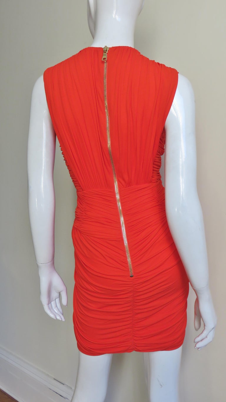 Pierre Balmain Plunge Ruched Dress For Sale at 1stdibs