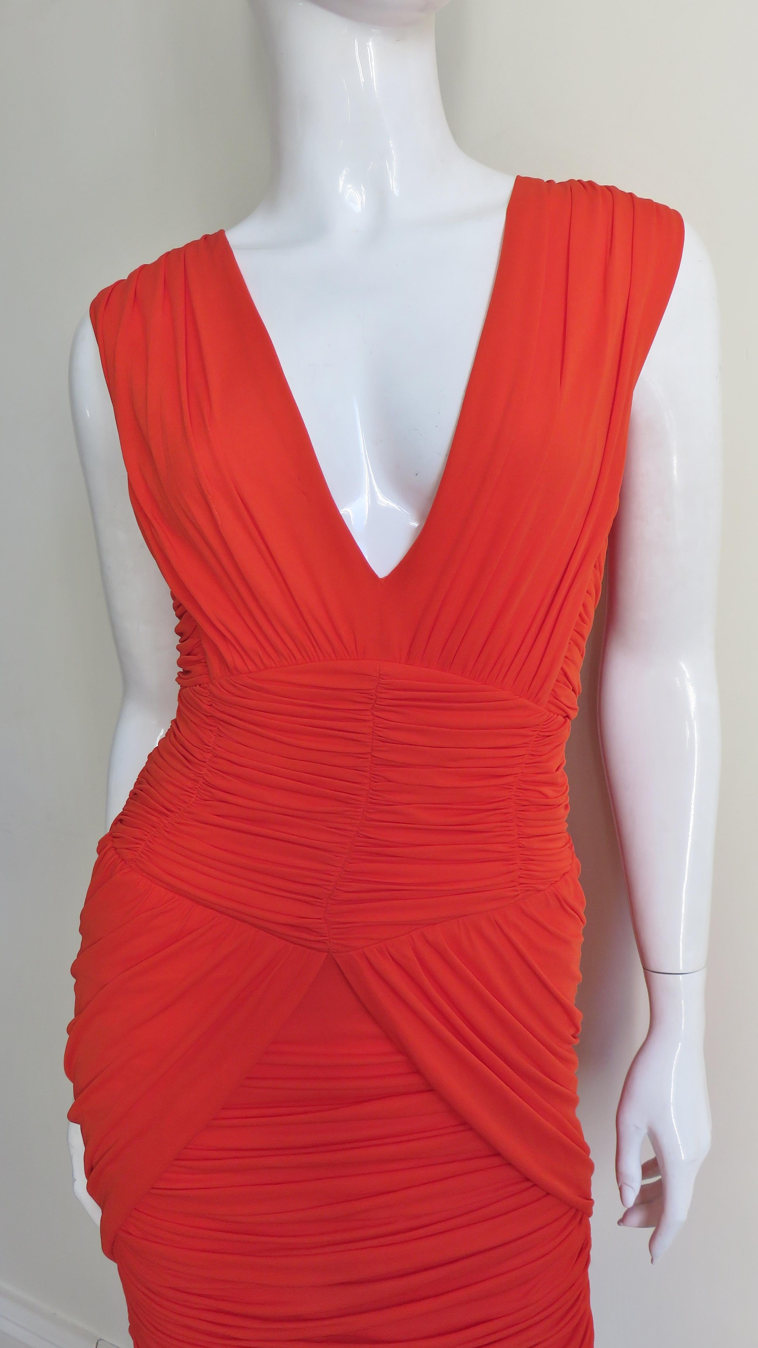 plunge ruched dress