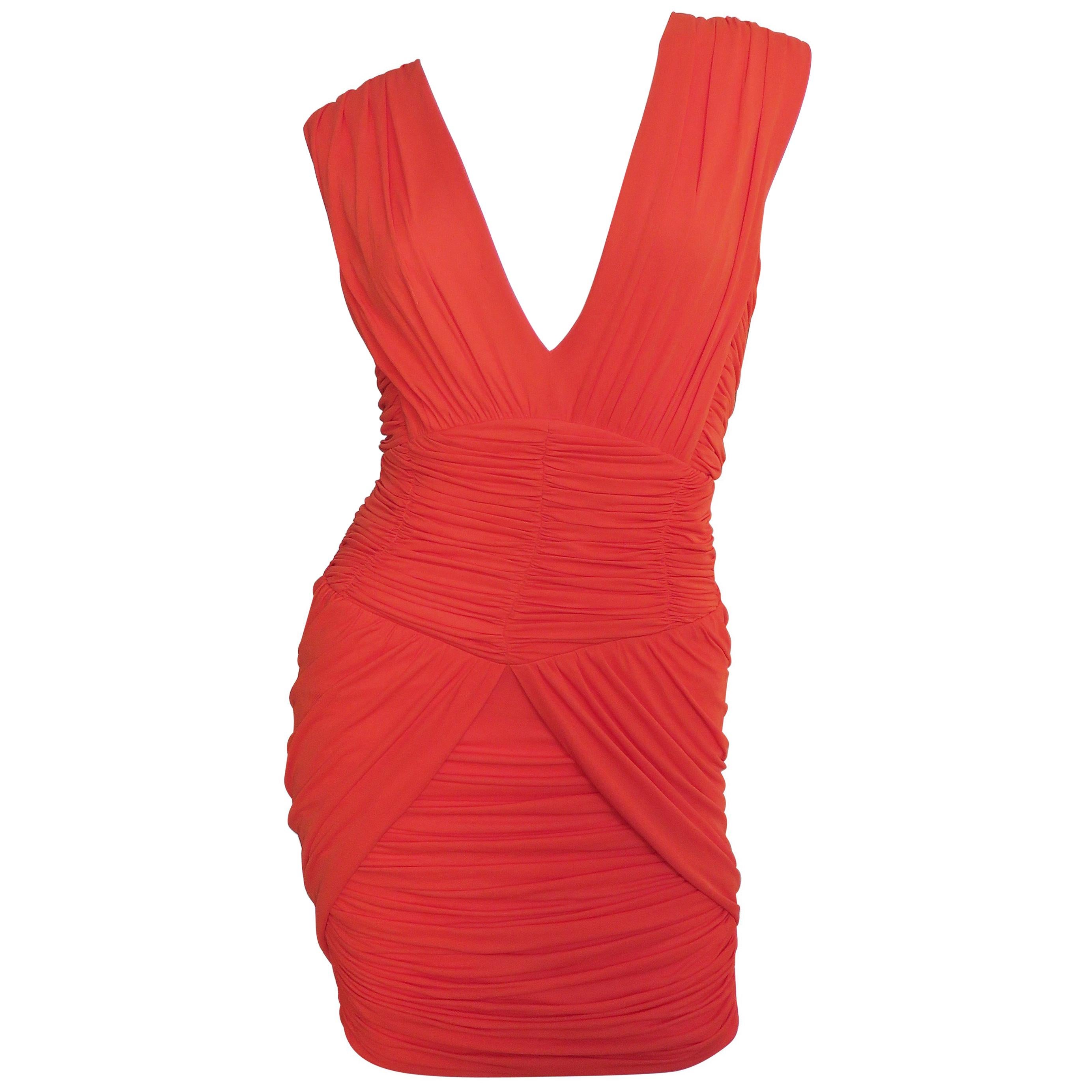 Runway Silk Ruched Dress For Sale at