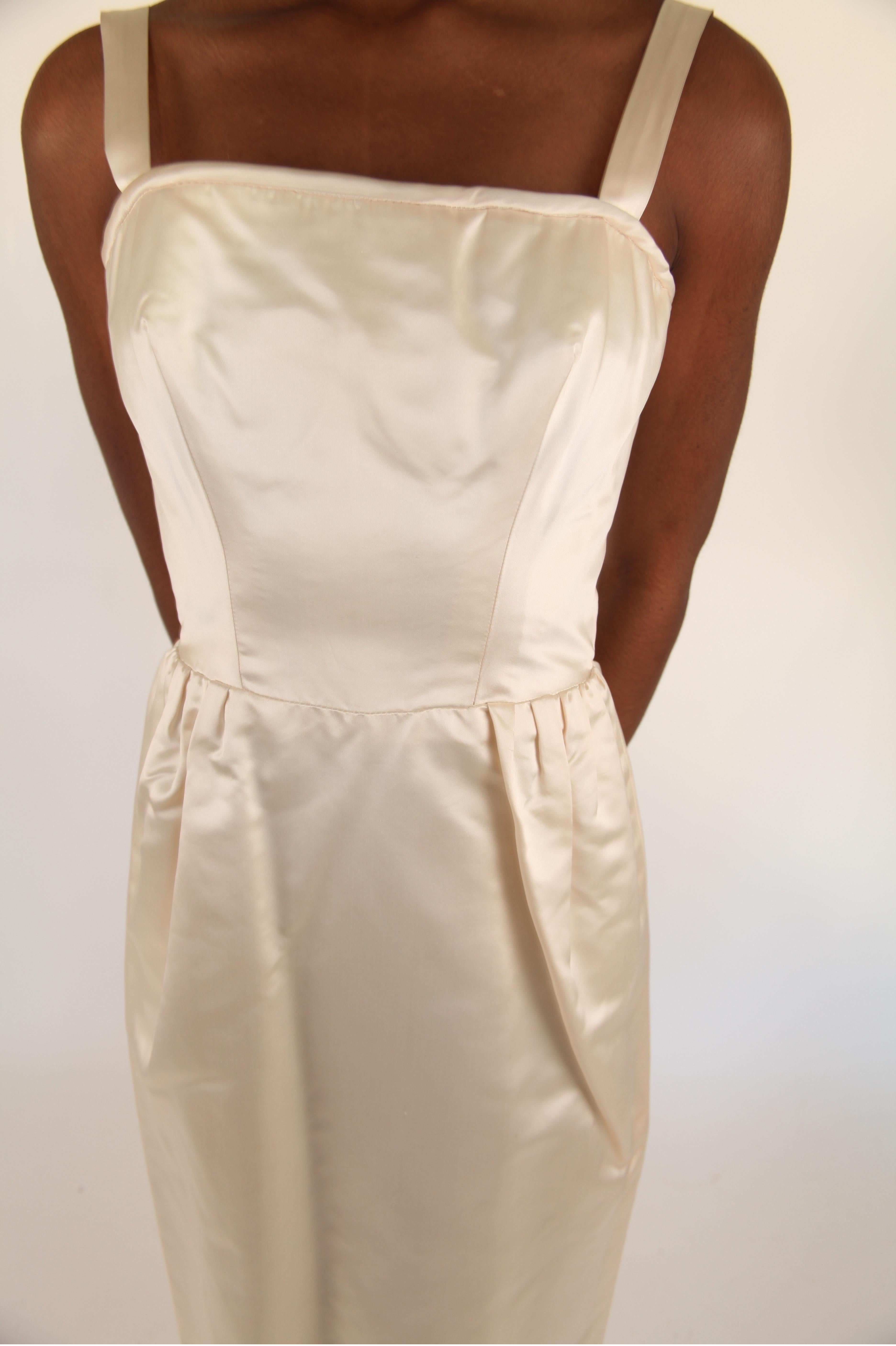 Pierre Balmain silk faille ivory cocktail dess, c. 1960s In Excellent Condition For Sale In London, GB