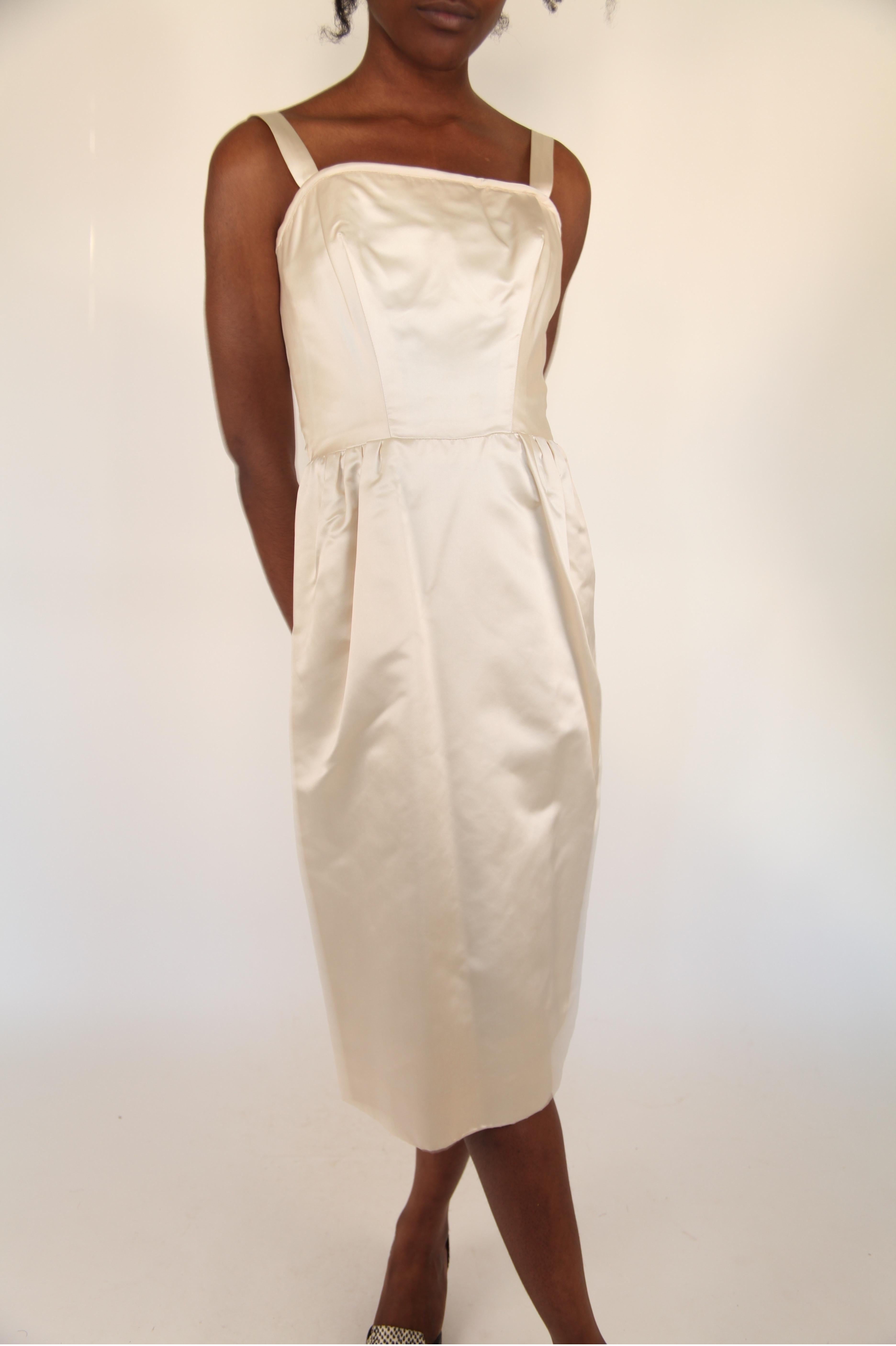 Pierre Balmain silk faille ivory cocktail dess, c. 1960s For Sale 1