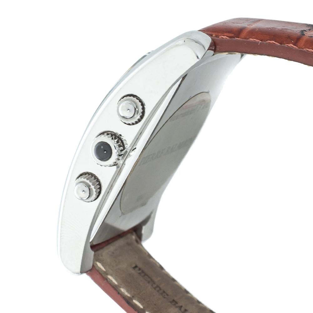 Pierre Balmain Silver Stainless Steel & Leather 5841 Men's Wristwatch 33 mm 1