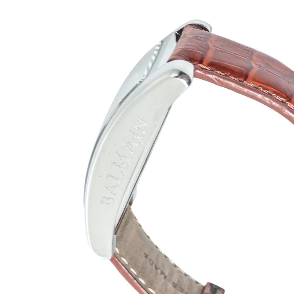 Pierre Balmain Silver Stainless Steel & Leather 5841 Men's Wristwatch 33 mm 2