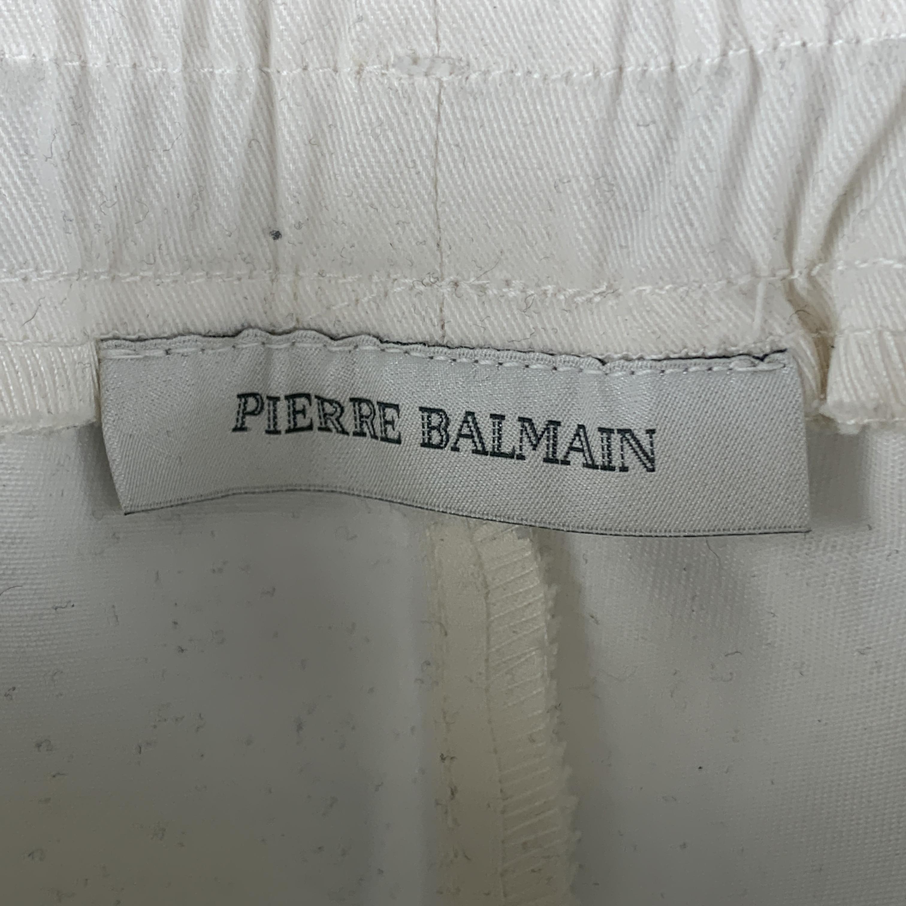 PIERRE BALMAIN Size 27 Cream Quilted Cotton Dawstring Casual Pants 1
