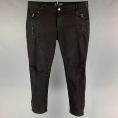 PIERRE BALMAIN Size 36 Black Cotton Zipper Detail Jeans