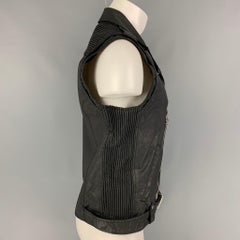 PIERRE BALMAIN Size 40 Black Coated Cotton Polyurethane Biker Vest