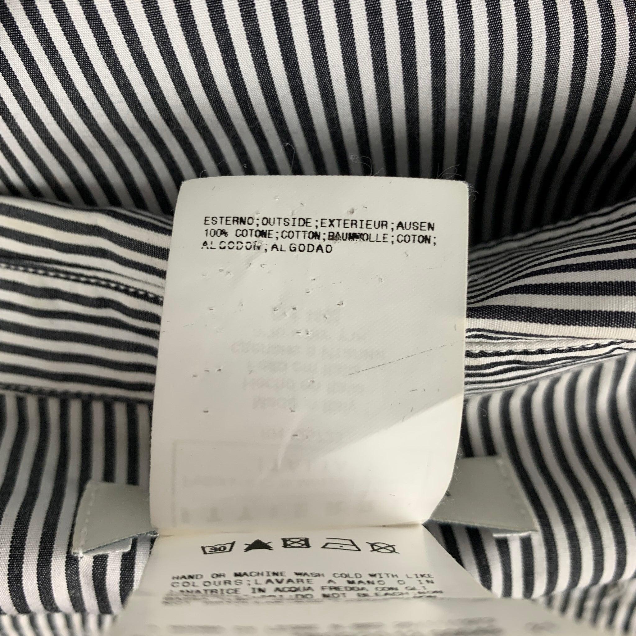 PIERRE BALMAIN Größe M Schwarz-weiß-silber gestreiftes langärmeliges Baumwollhemd mit Streifen im Angebot 1