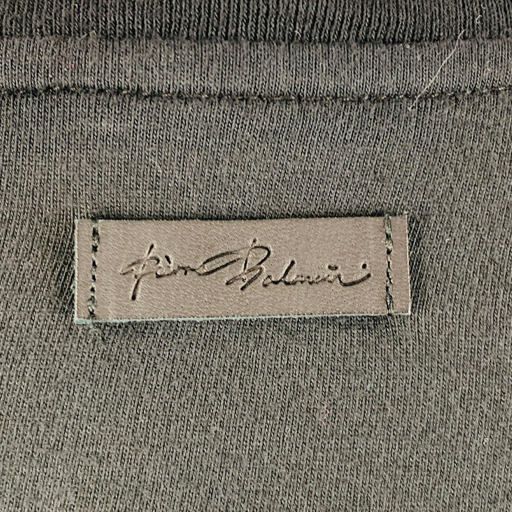 PIERRE BALMAIN Taille XS T-shirt en coton noir clouté à col ras du cou Pour hommes en vente