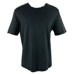 PIERRE BALMAIN Camiseta de cuello redondo de algodón con tachuelas Negro Talla XS