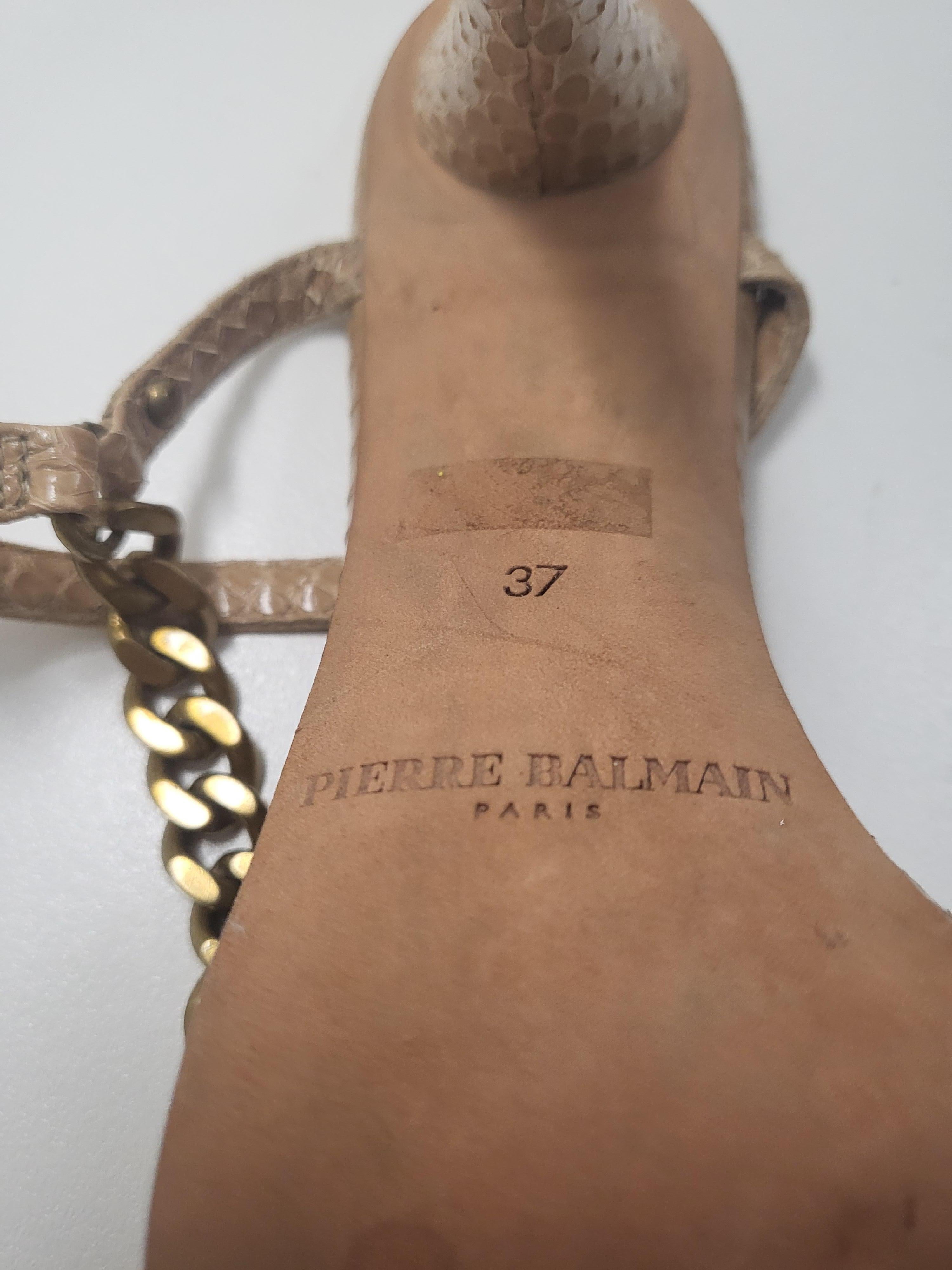 Women's Pierre Balmain Snakeskin Leather Beige Nude High Heel Mule Sandals 36 For Sale
