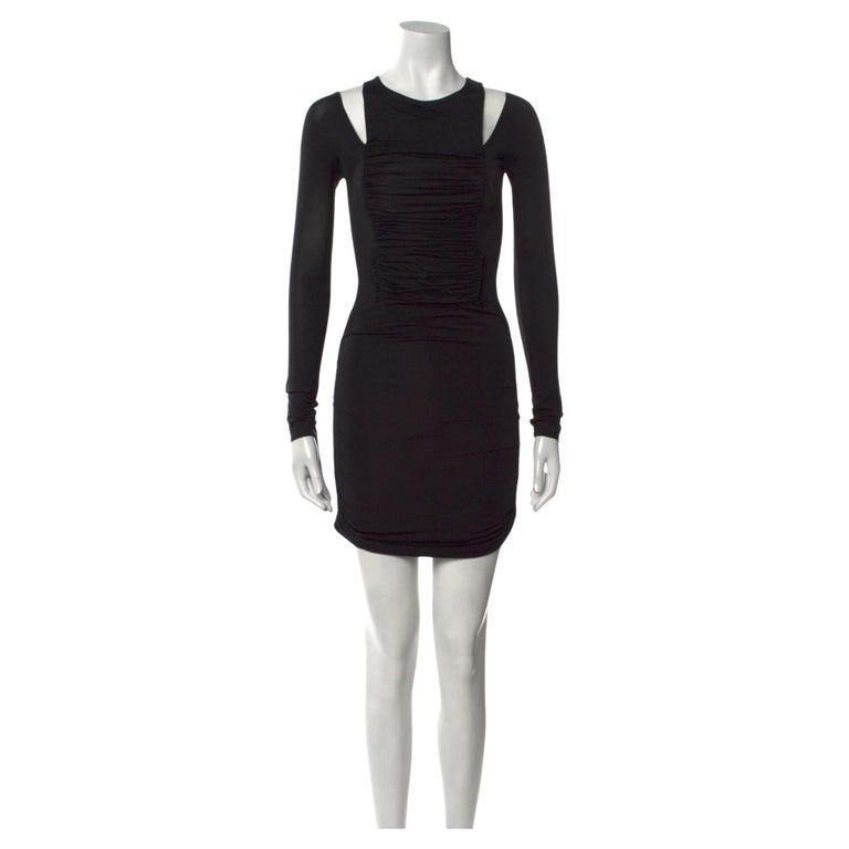 Pierre Balmain Split Shoulder Black Mini Dress (Small) For Sale at 1stDibs