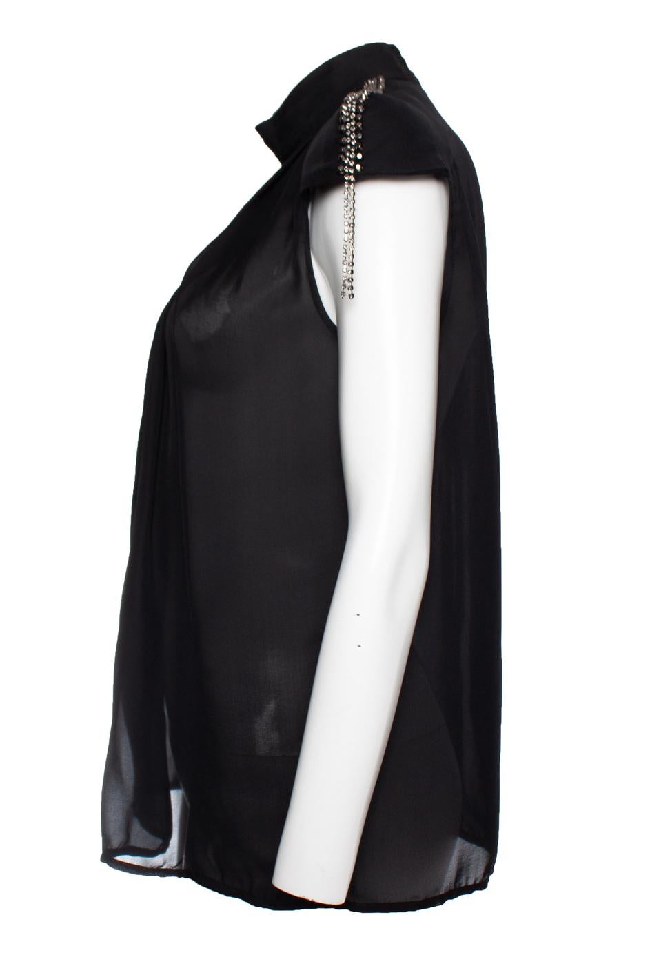 Pierre Balmain, top con hombreras Negro en venta