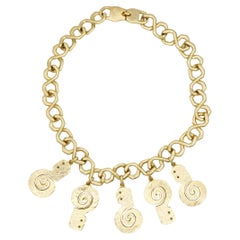 Pierre Balmain Vintage 1980s Five 5 Conch Shell Charms Bib Pendant Necklace