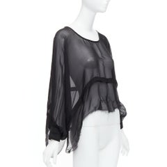 PIERRE BALMAIN Vintage black silk sheer panelled dolman sleeve blouse 24/38
