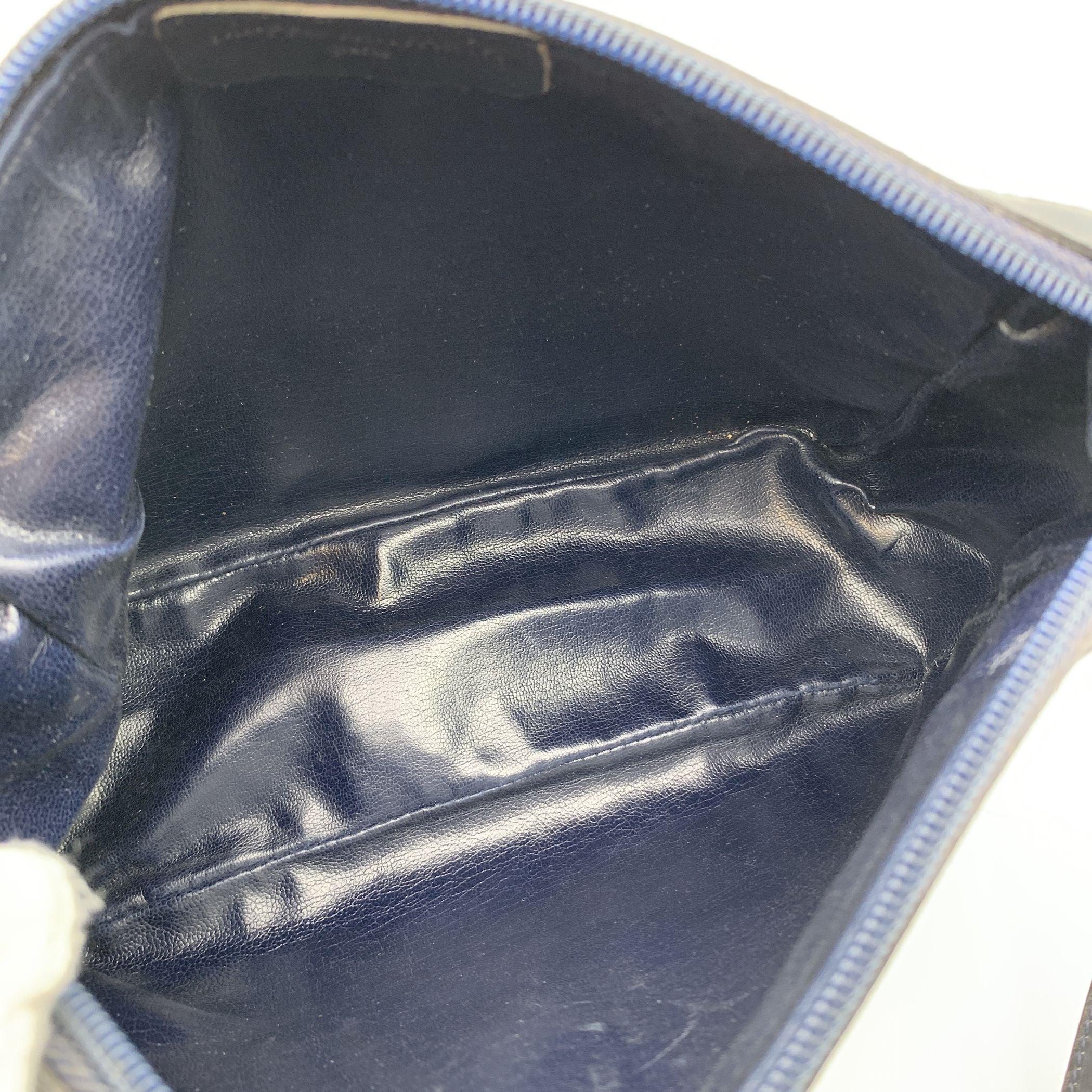 Pierre Balmain Vintage Blue Monogram Canvas Leather Shoulder Bag 1