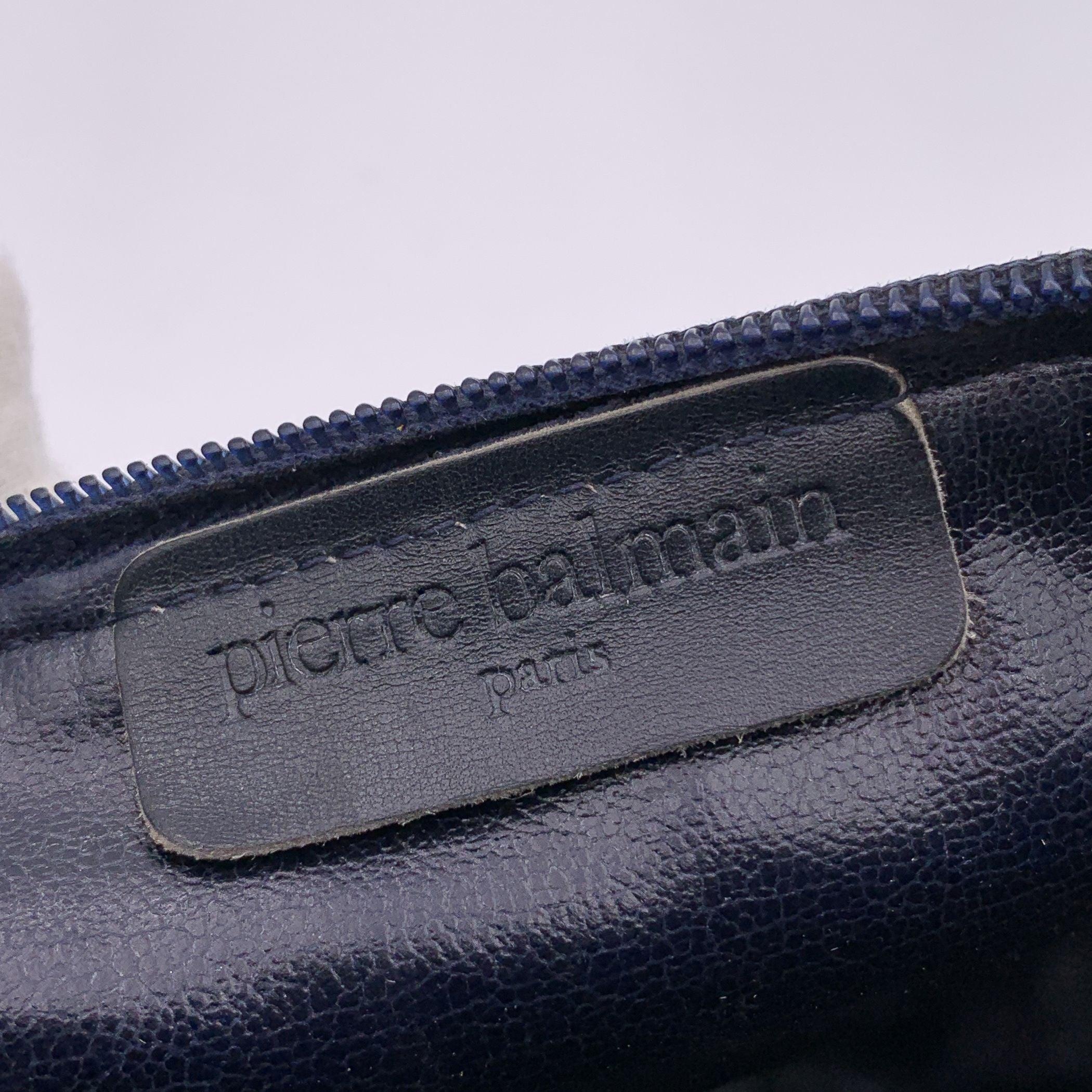 Pierre Balmain Vintage Blue Monogram Canvas Leather Shoulder Bag 2