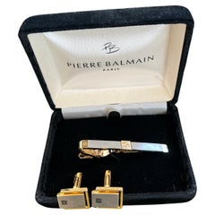 Pierre Balmain Vintage Deco Two Tone Cufflinks “Circa 1980s” In Original Case
