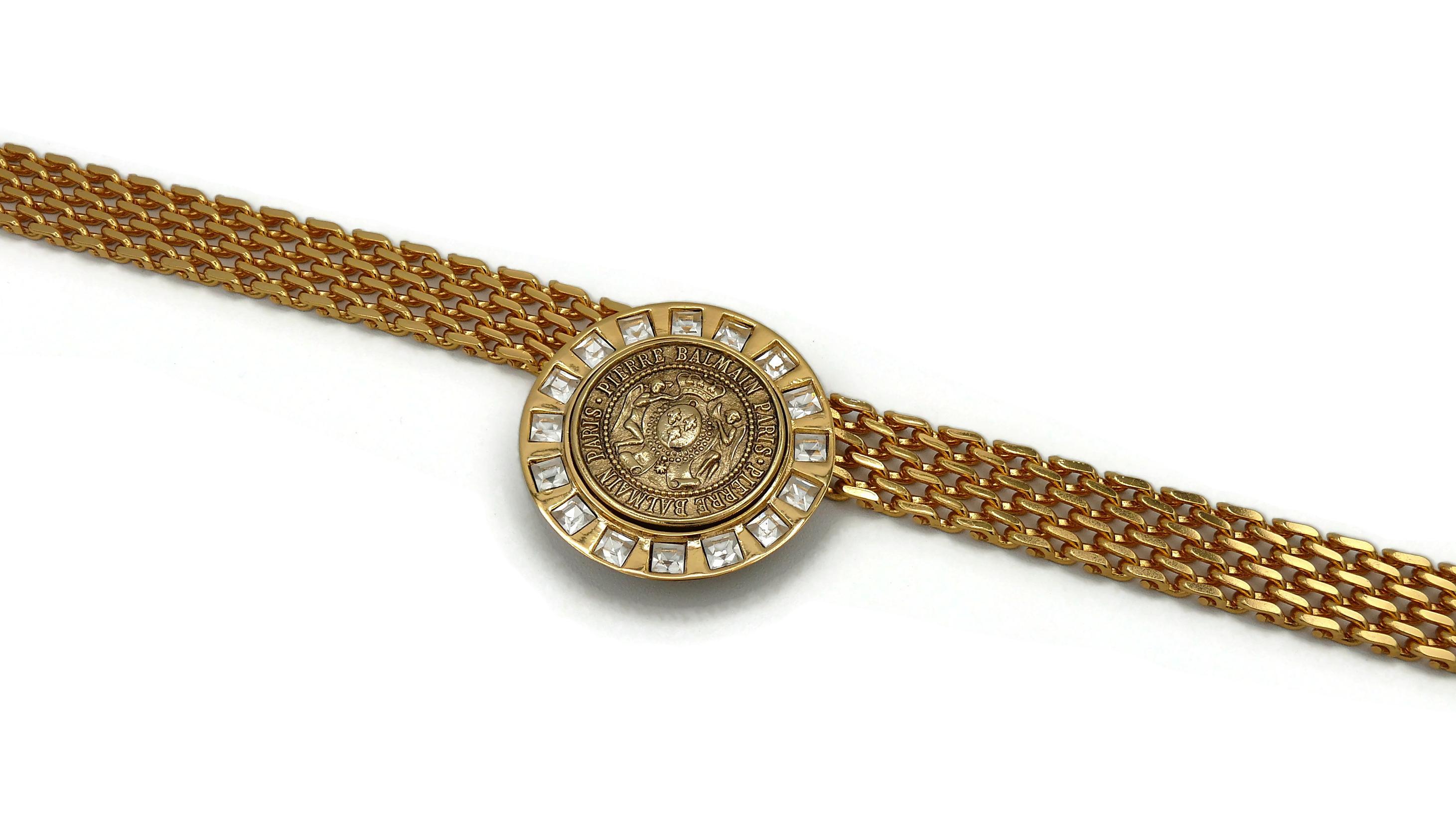 Pierre Balmain Vintage Jewelled Medallion Crest Necklace  For Sale 3
