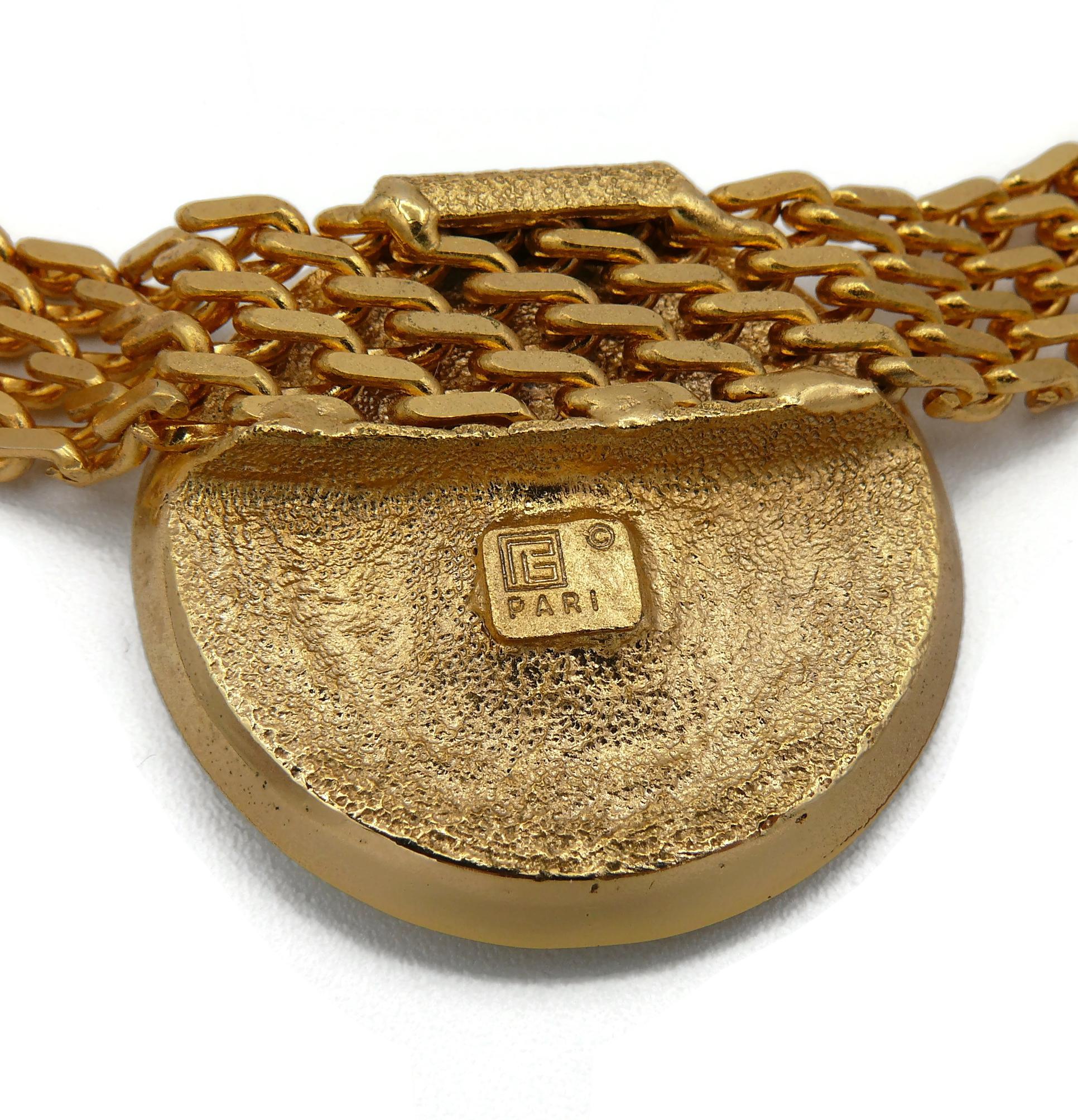 Pierre Balmain Vintage Jewelled Medallion Crest Necklace  For Sale 8
