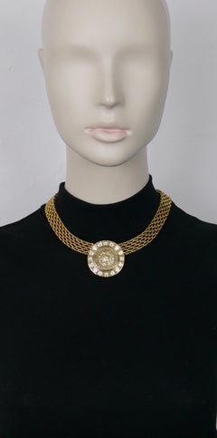 Pierre Balmain Vintage Jewelled Medallion Crest Necklace