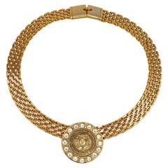 Pierre Balmain Vintage Jewelled Medallion Crest Necklace
