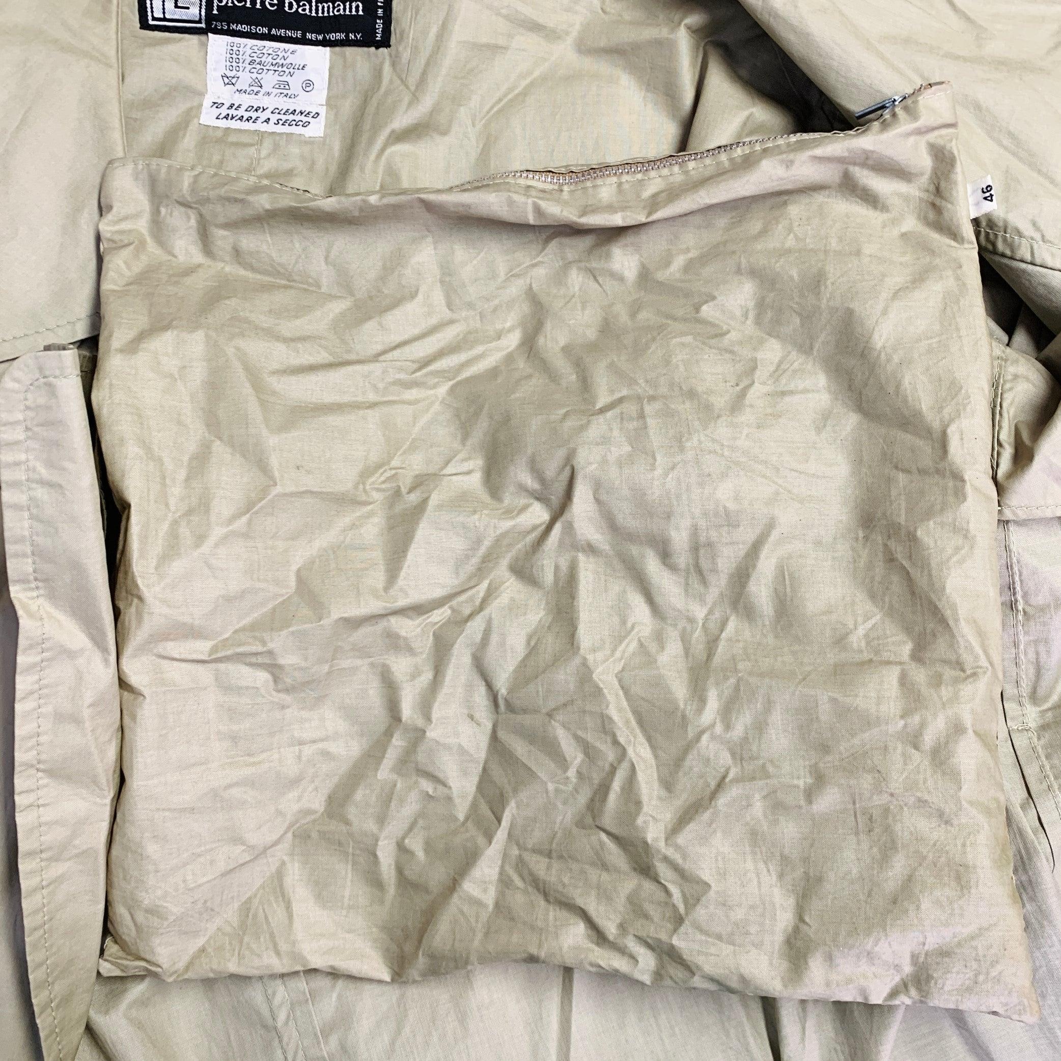 PIERRE BALMAIN Vintage Taglia XL Cotone Beige Doppiopetto Trench in vendita 6